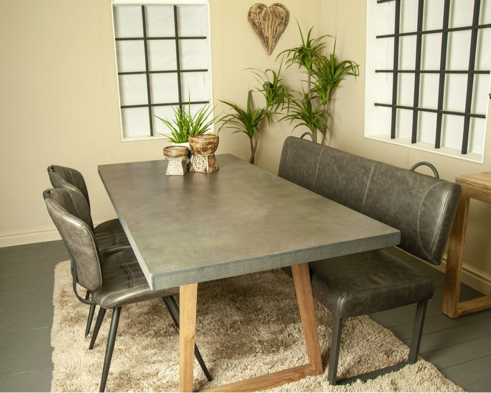 2 x Gustavia Grey Vintage Leather Dining Chair