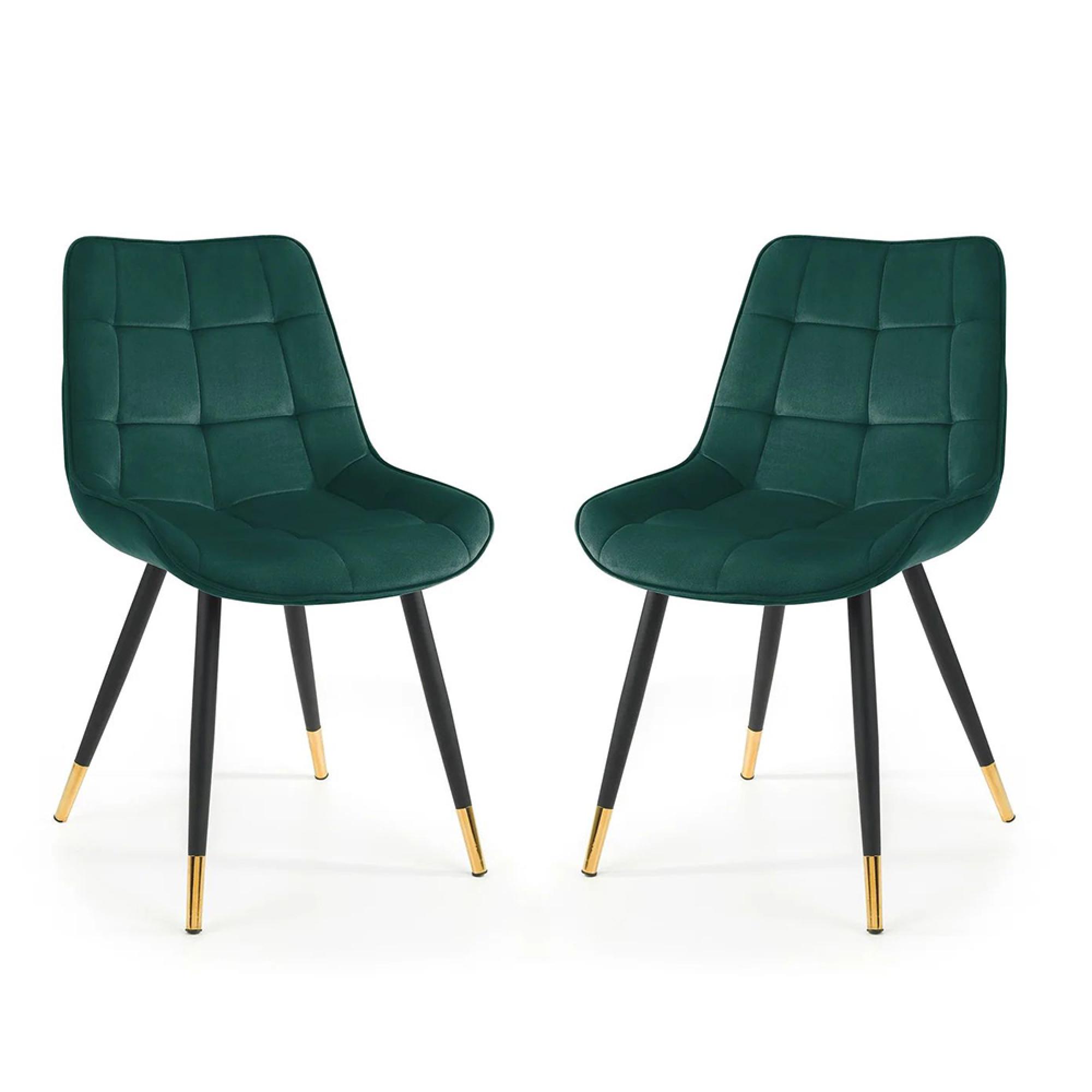 Hadid Dining Chair - Set of 2 - Green Velvet Fabric
