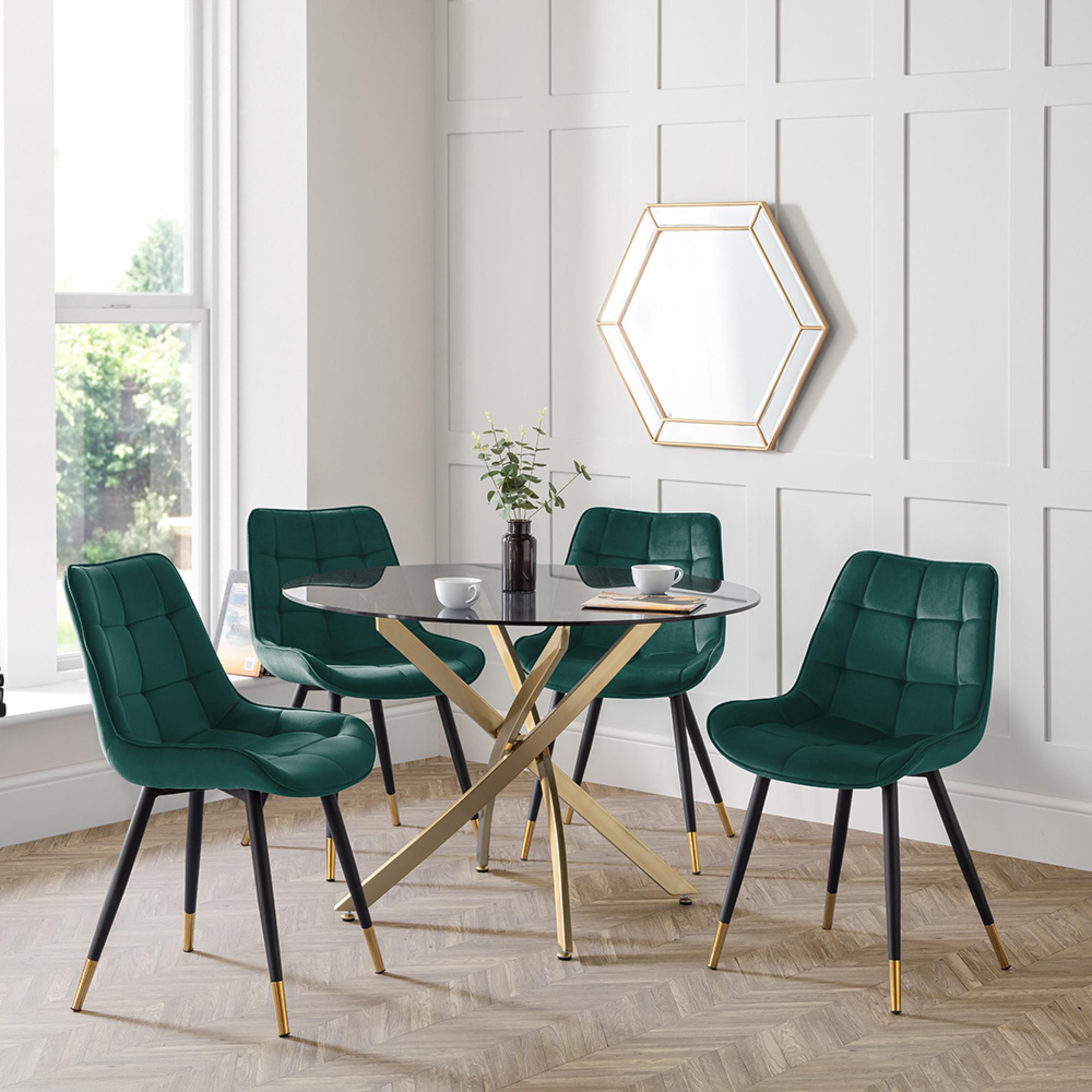 Hadid Dining Chair - Set of 2 - Green Velvet Fabric