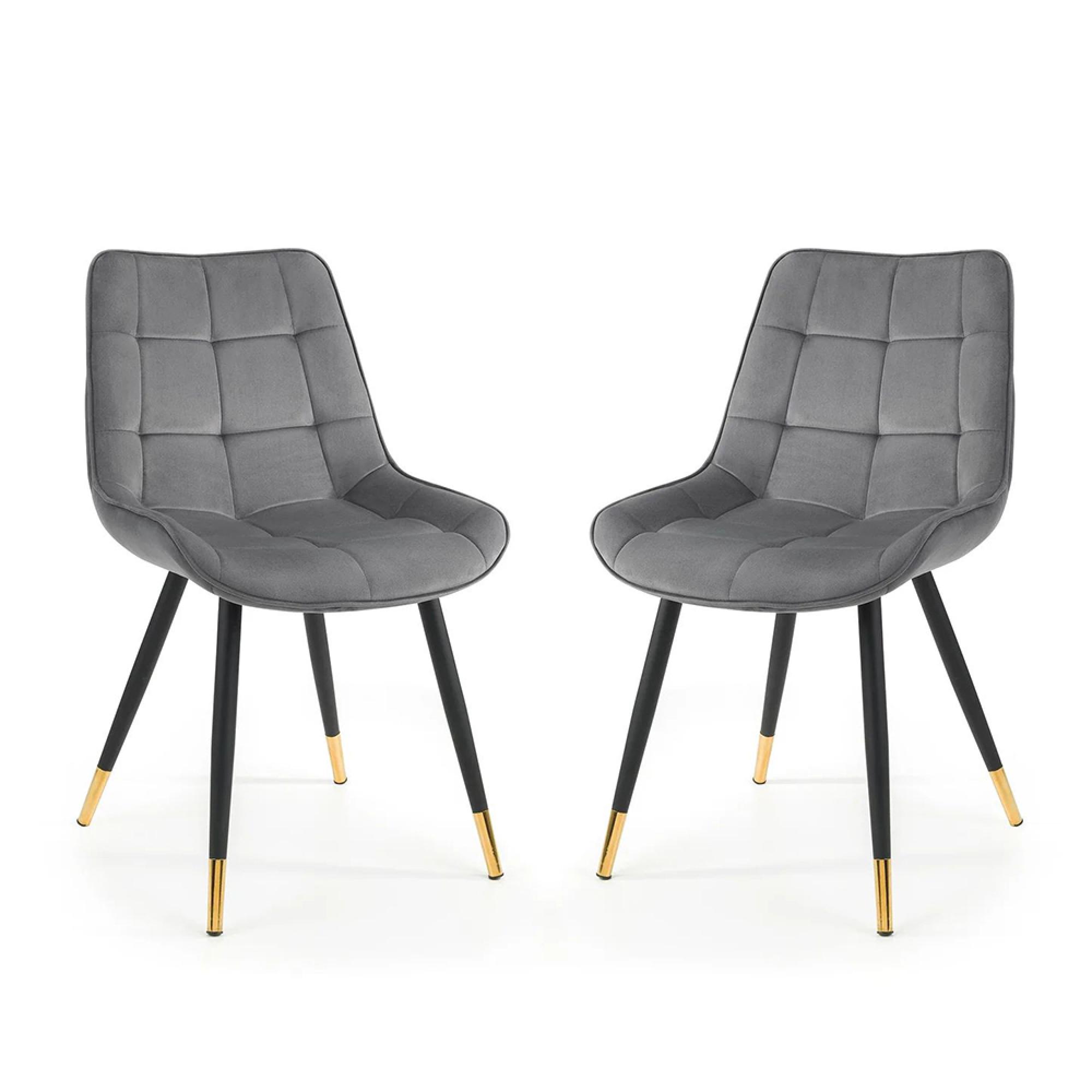 Hadid Dining Chair - Set of 2 - Grey Velvet Fabric
