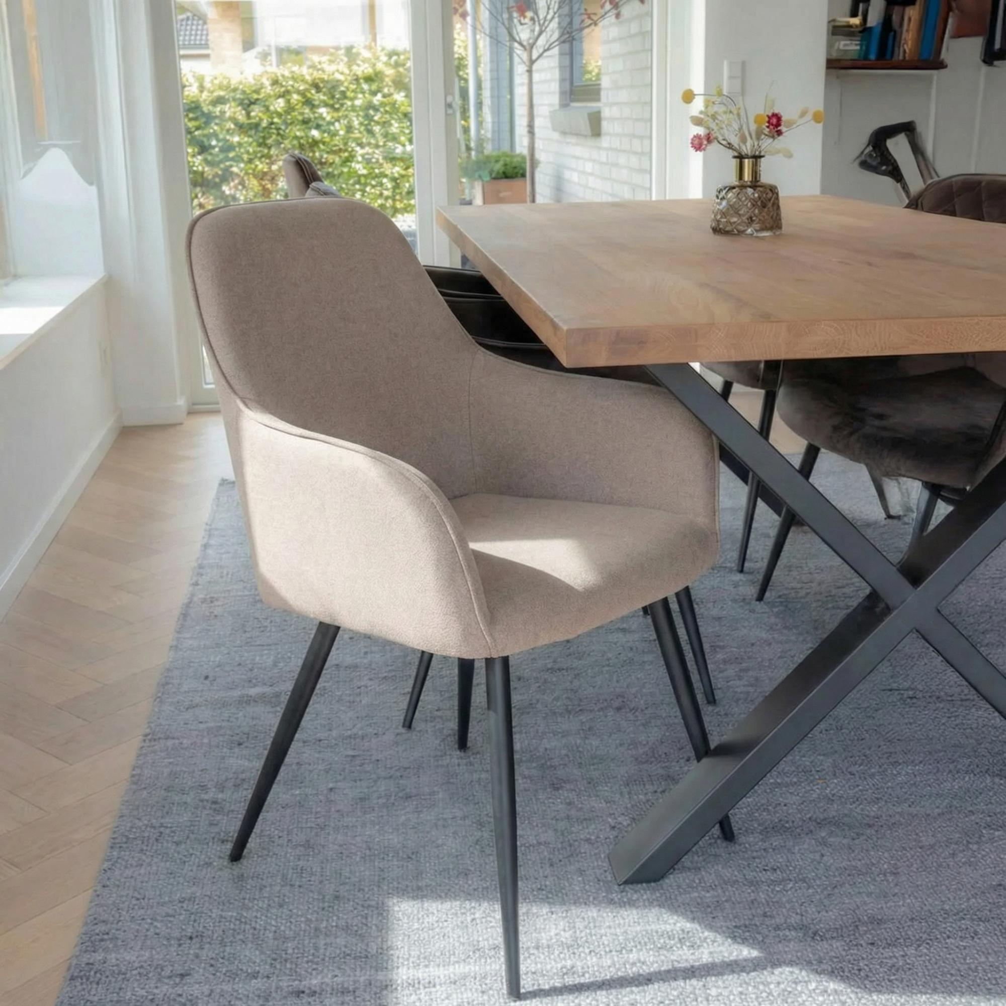 Harbo Dining Chair - Set of 2 - Beige - Fabric