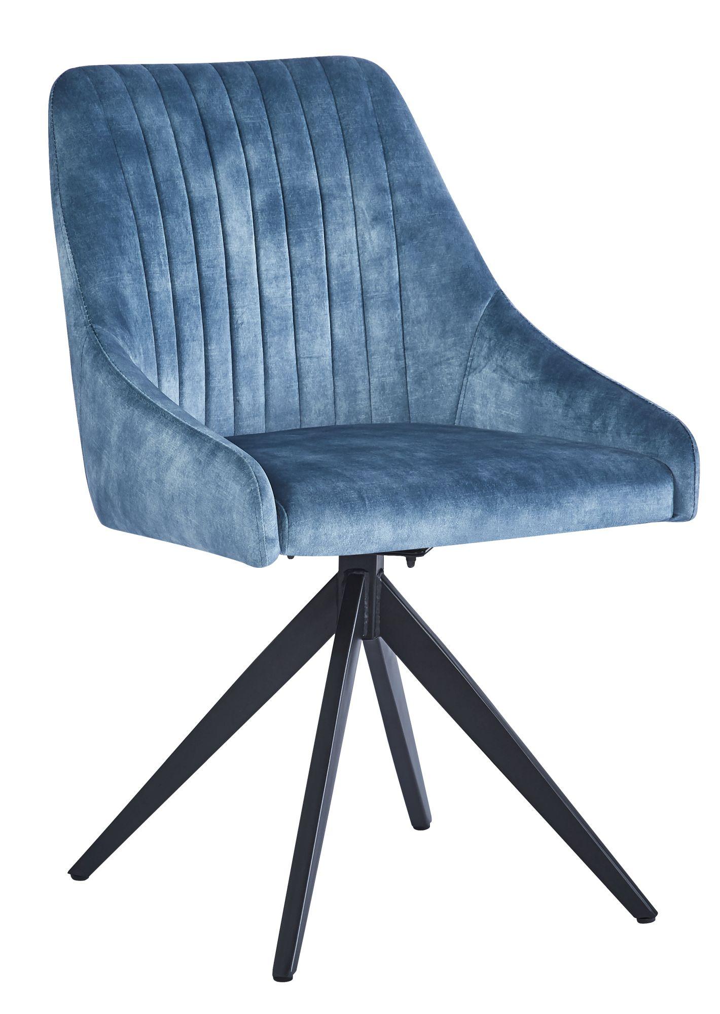2 x Hico Blue Fabric Swivel Dining Chair
