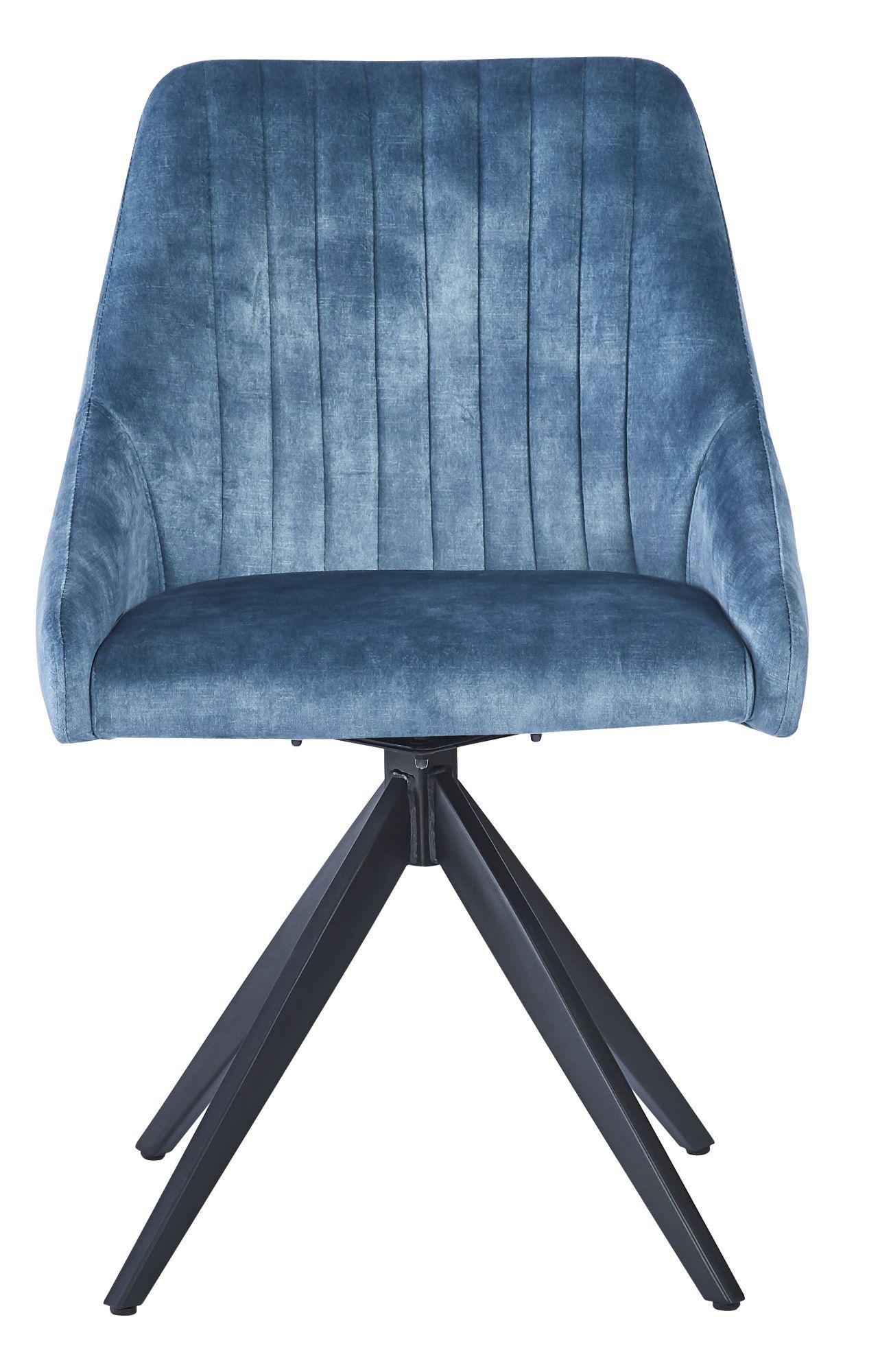 2 x Hico Blue Fabric Swivel Dining Chair
