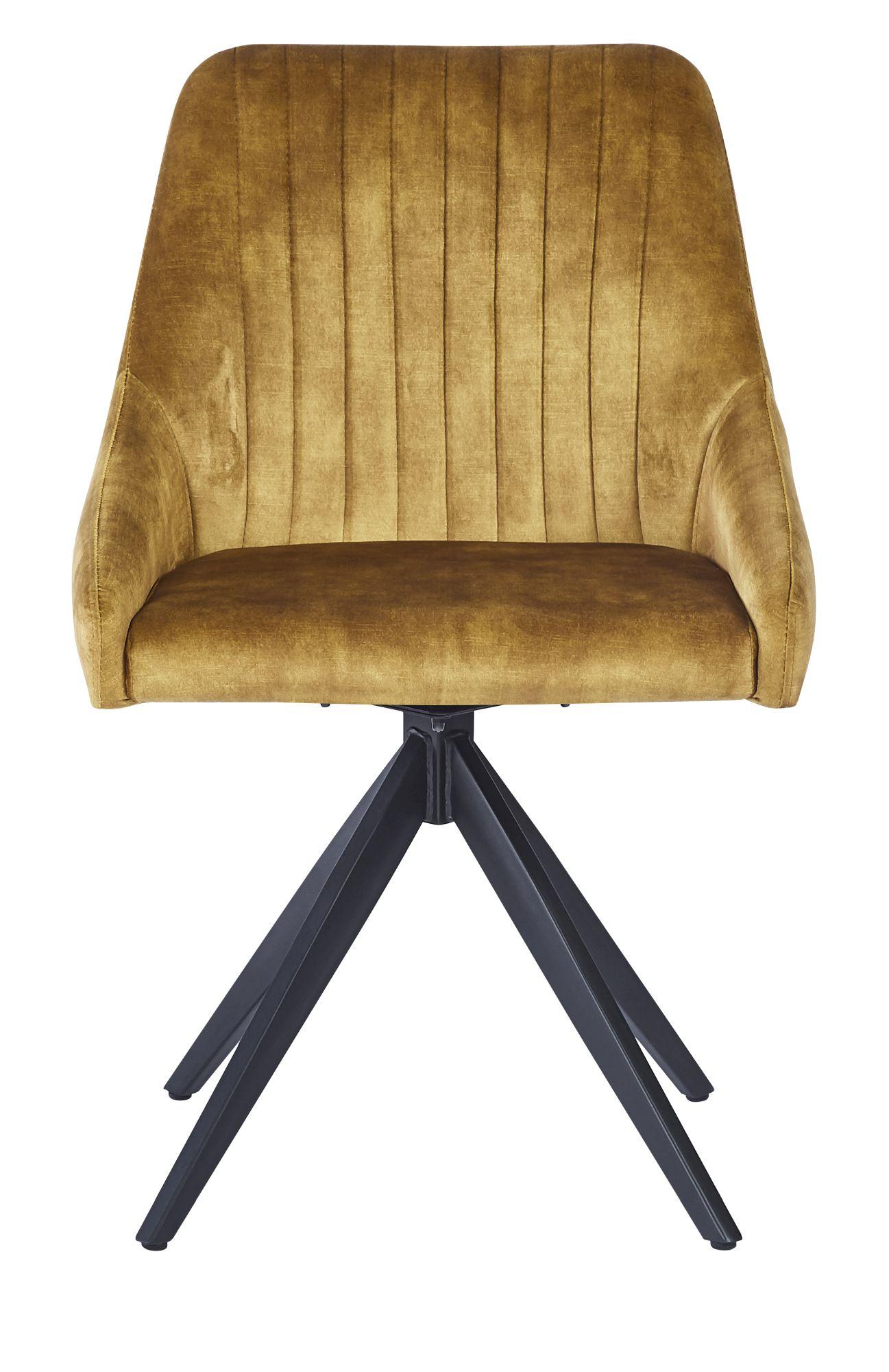 2 x Hico Mustard Fabric Swivel Dining Chair