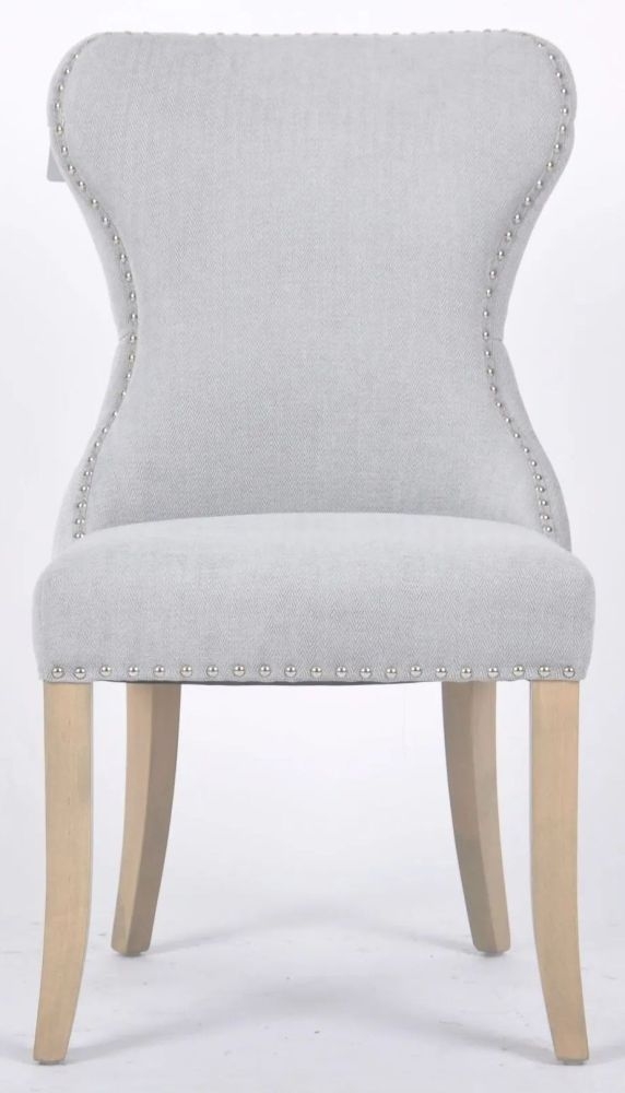 2 x Honfleur Button Back Grey Fabric Dining Chair