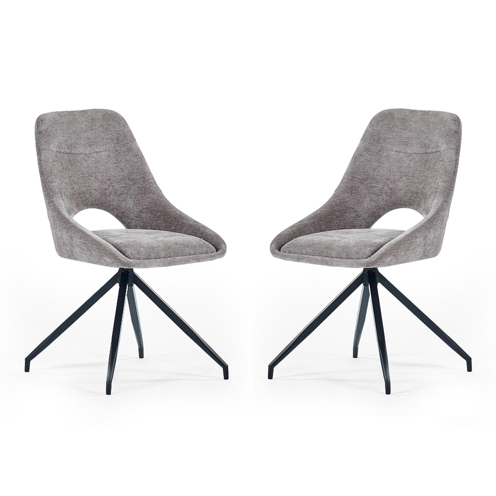 Jonah Swivel Dining Chair - Set of 2 - Grey Fabric