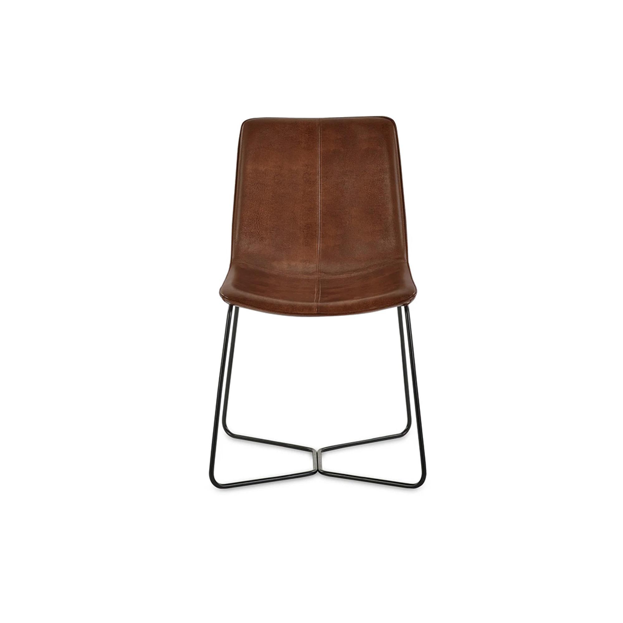 Joren Dining Chair - Set of 2 - Tan Brown Faux Leather