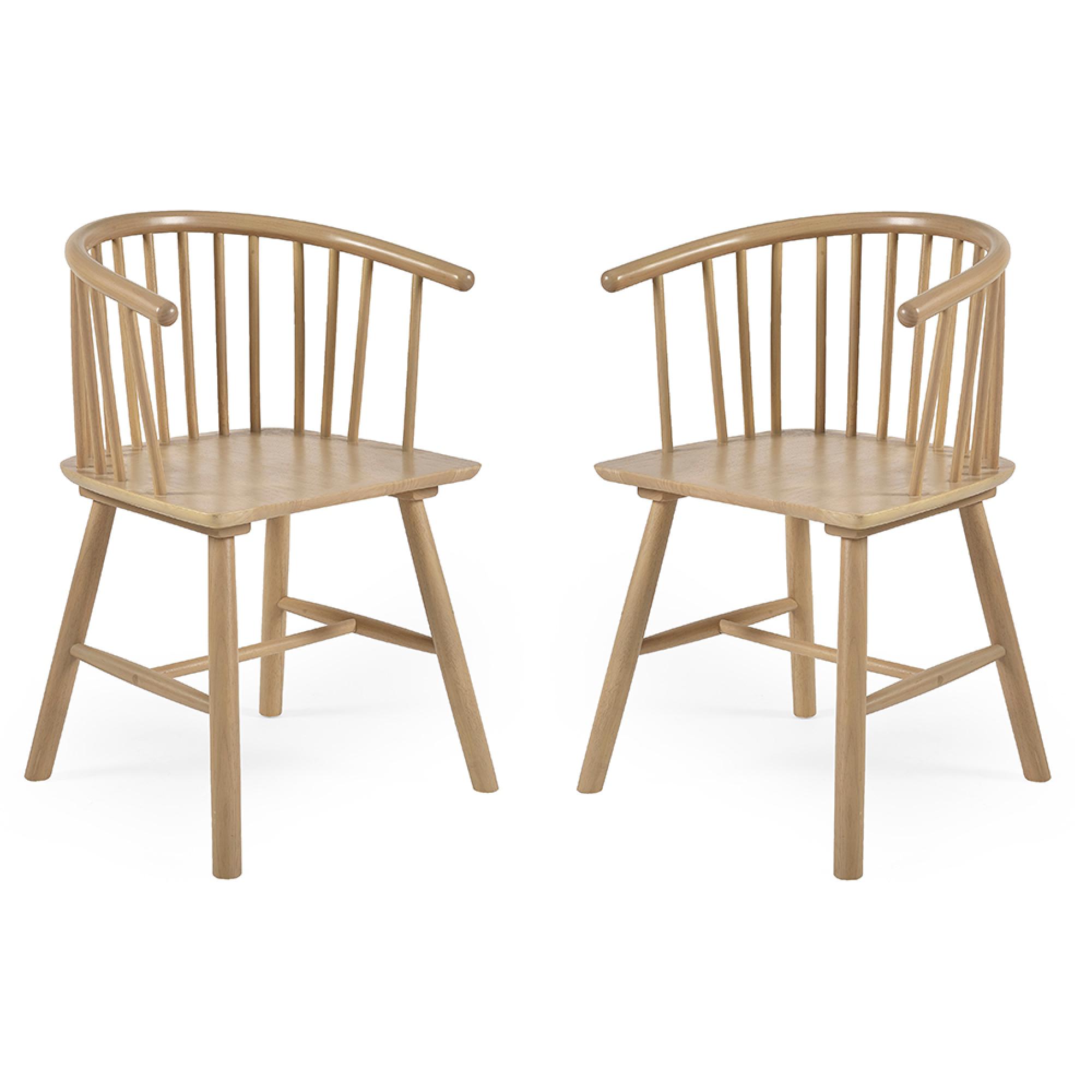 Kaito Dining Chair - Set of 2 - Curved - Oak