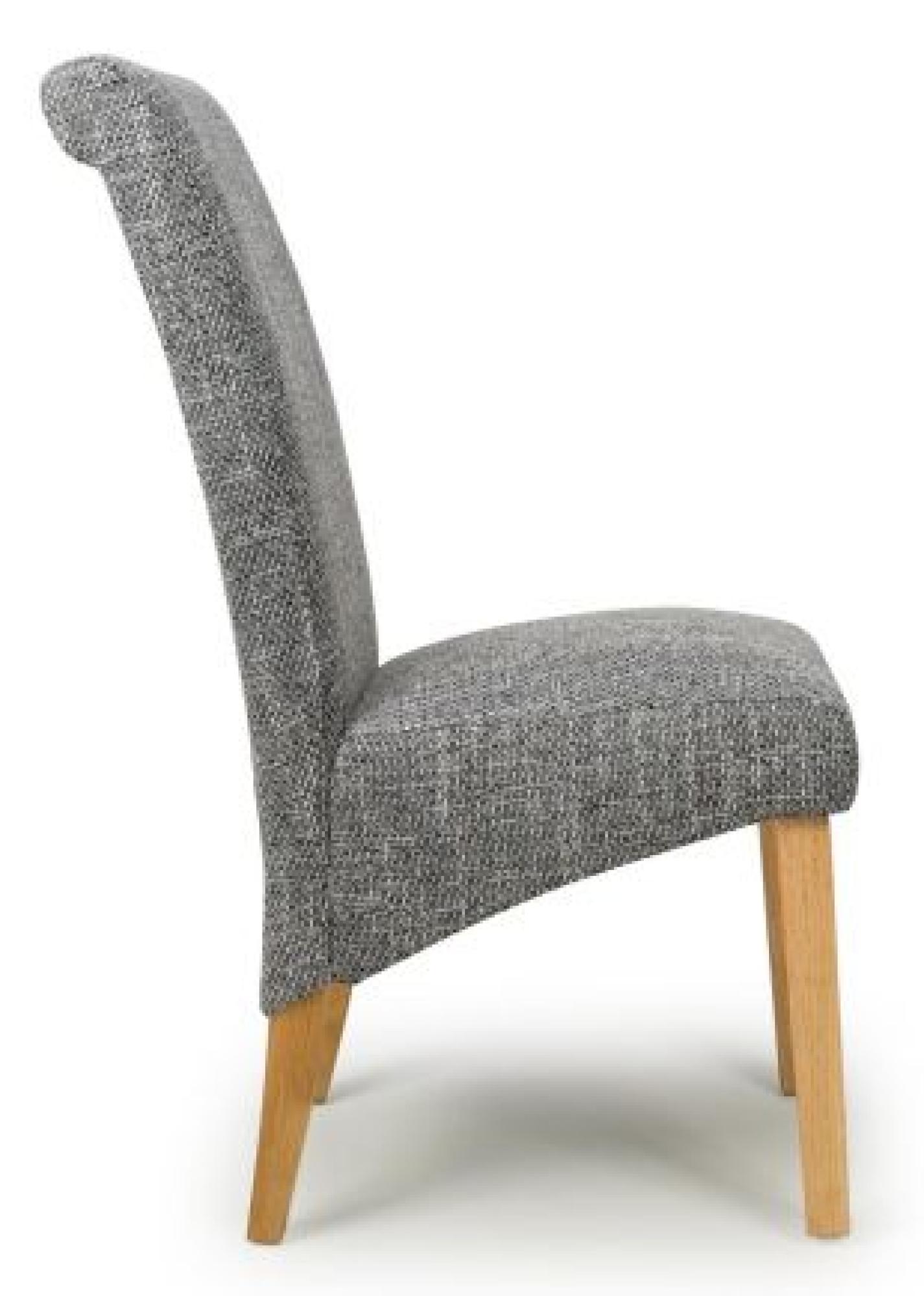 Karta Dining Chair - Set of 2 - Tweed Grey - Scroll Back