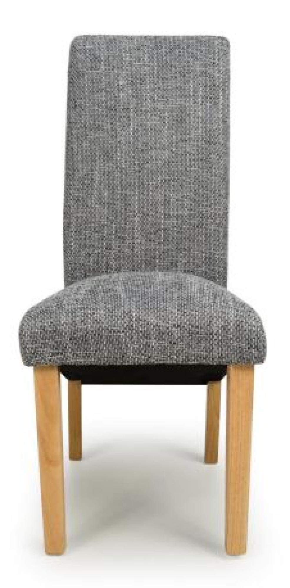 Karta Dining Chair - Set of 2 - Tweed Grey - Scroll Back