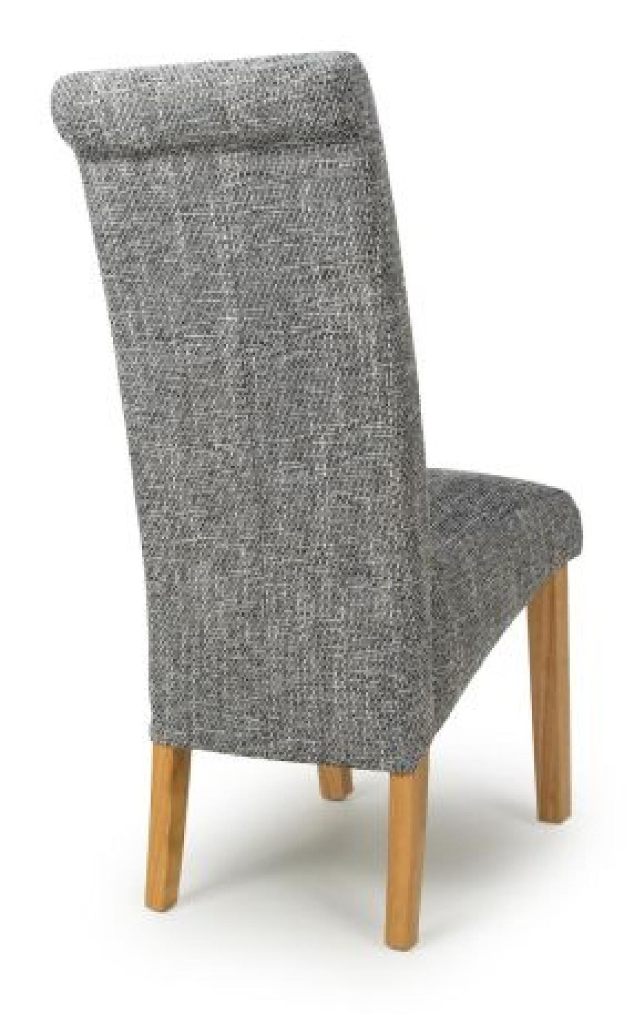 Karta Dining Chair - Set of 2 - Tweed Grey - Scroll Back