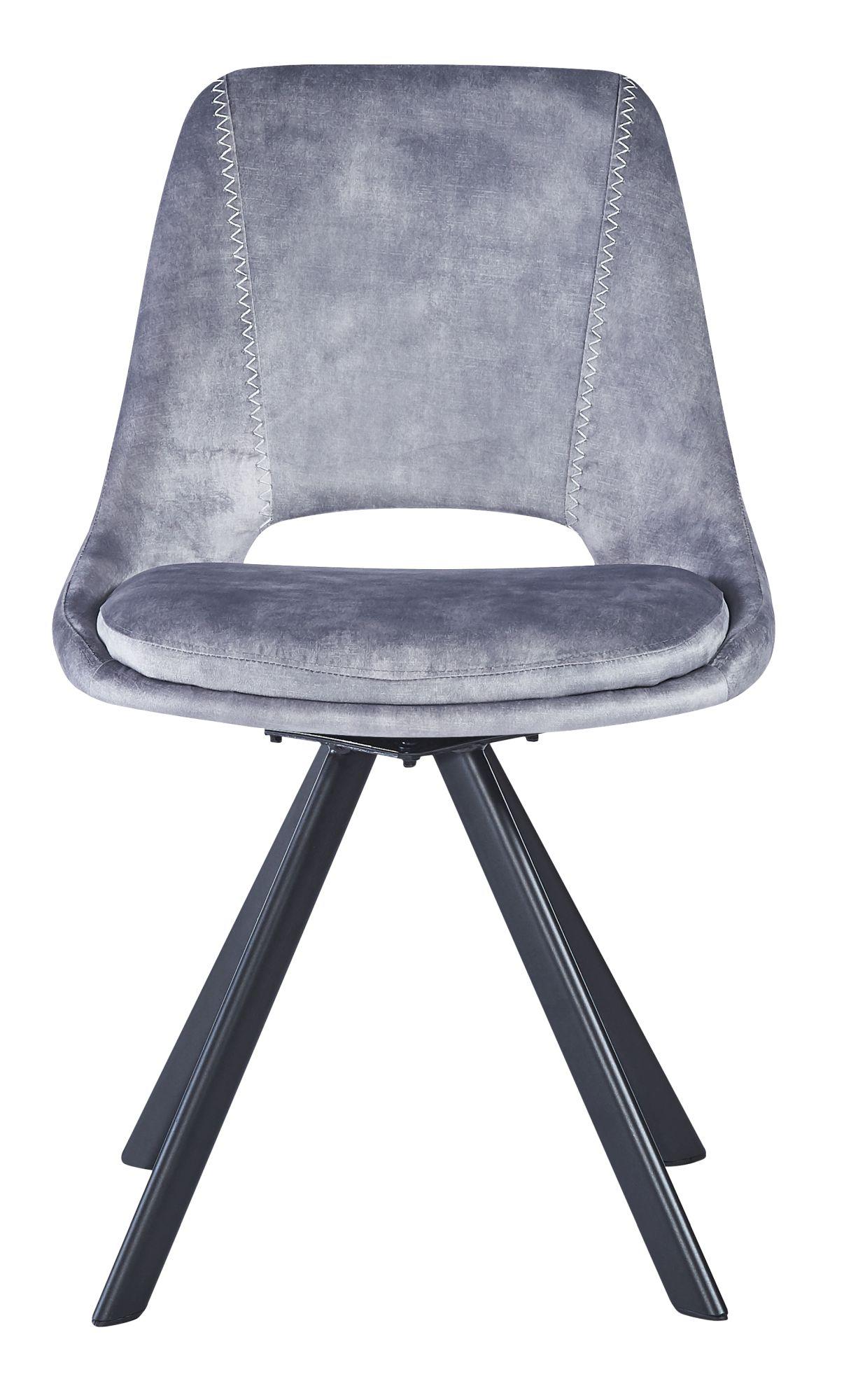2 x Kieler Grey Fabric Swivel Dining Chair