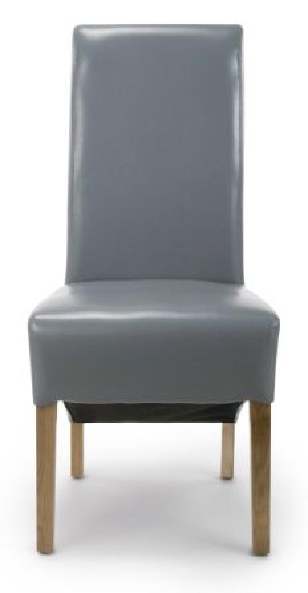 Krista Dining Chair - Set of 2 - Bonded Leather - Grey - Roll Back