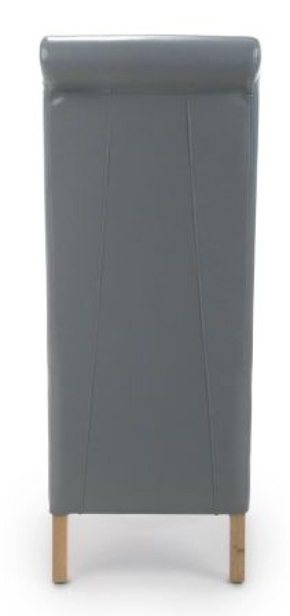 Krista Dining Chair - Set of 2 - Bonded Leather - Grey - Roll Back