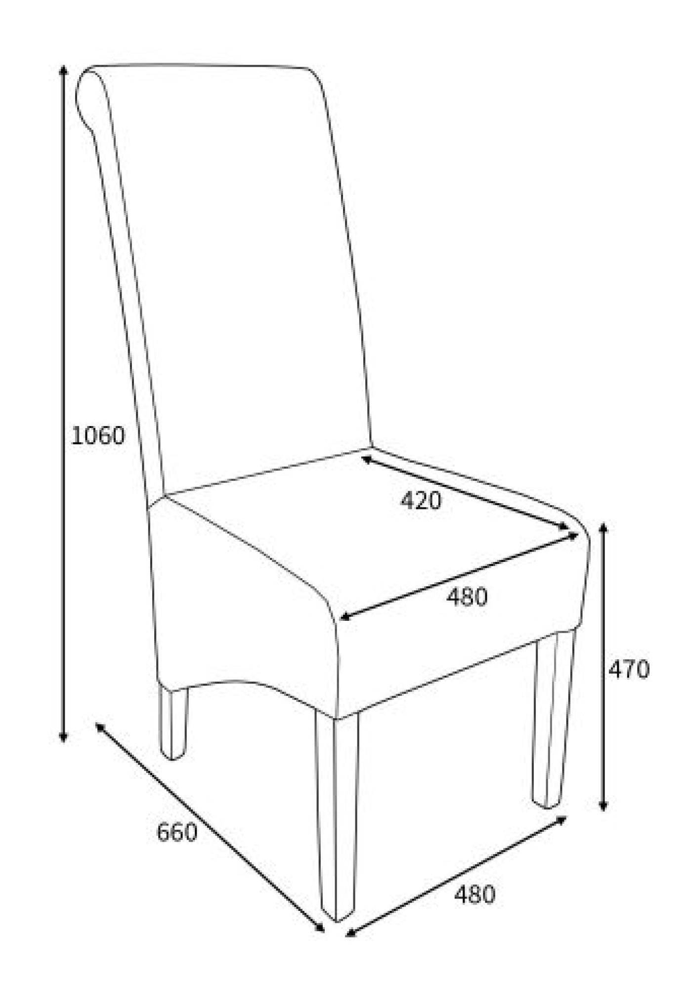 Krista Dining Chair - Set of 2 - Bonded Leather - Grey - Roll Back