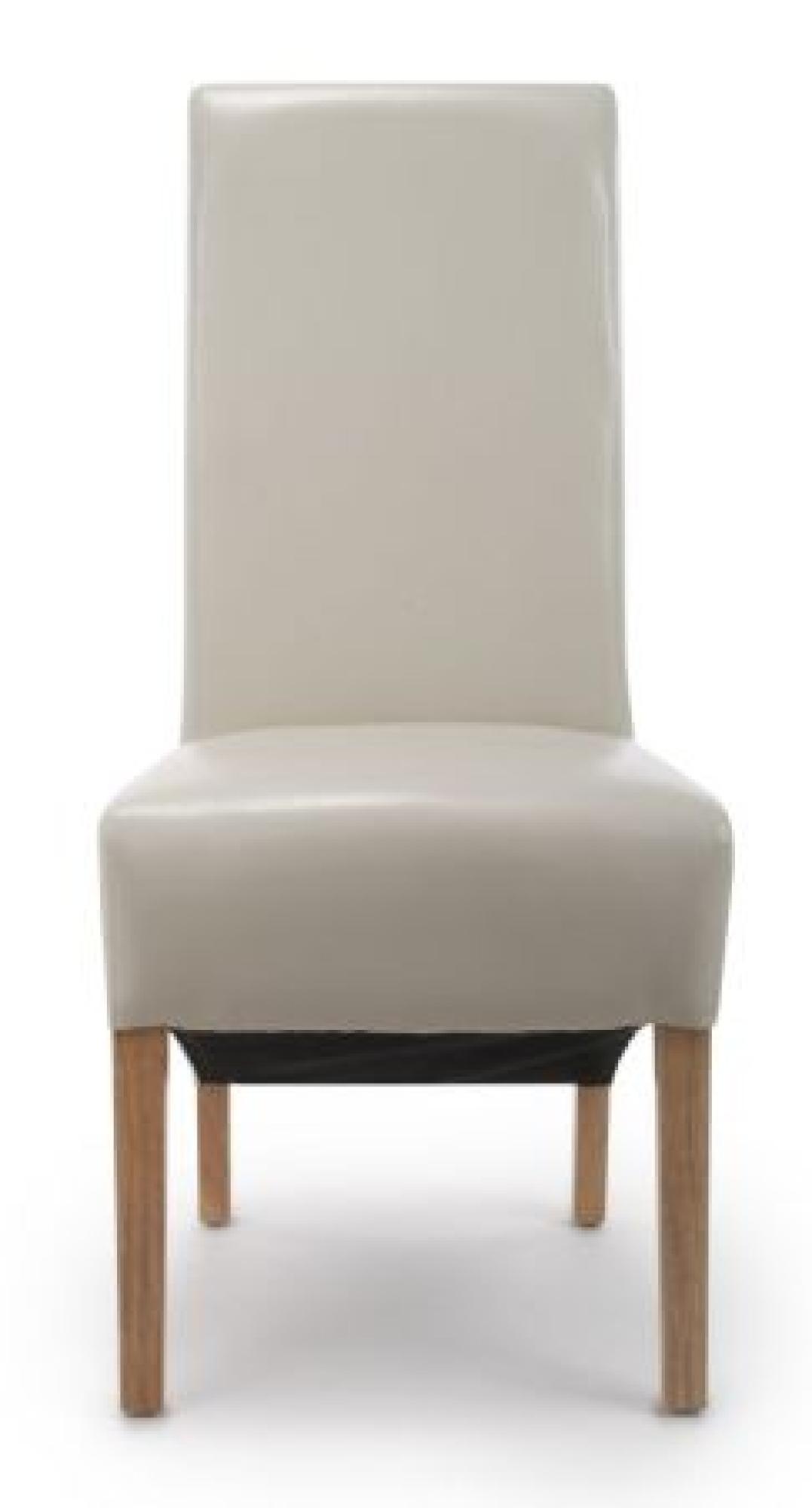 Krista Dining Chair - Set of 2 - Bonded Leather - Ivory - Roll Back