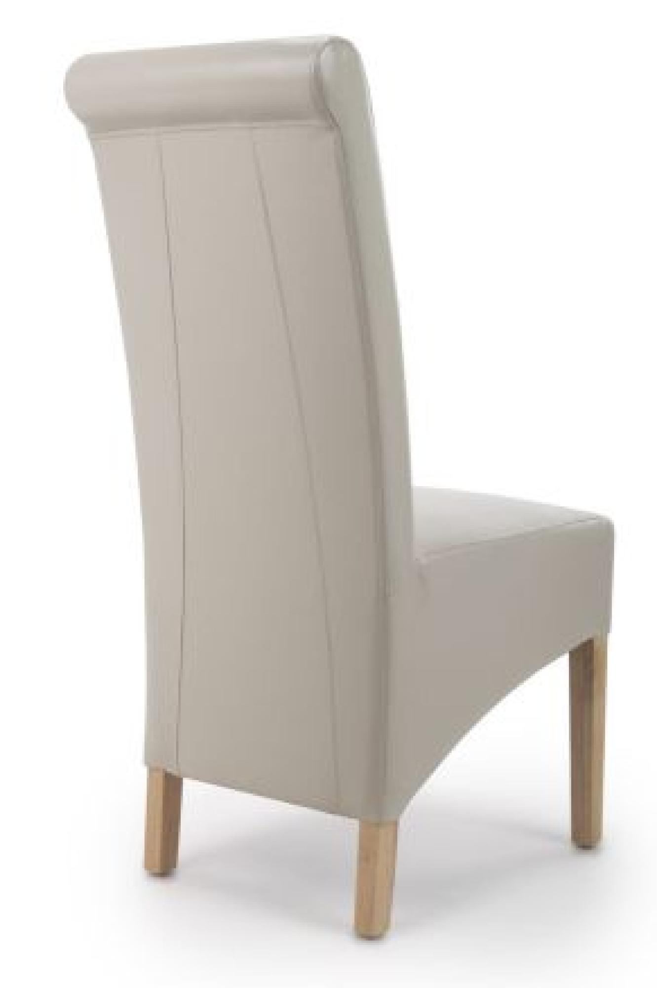Krista Dining Chair - Set of 2 - Bonded Leather - Ivory - Roll Back