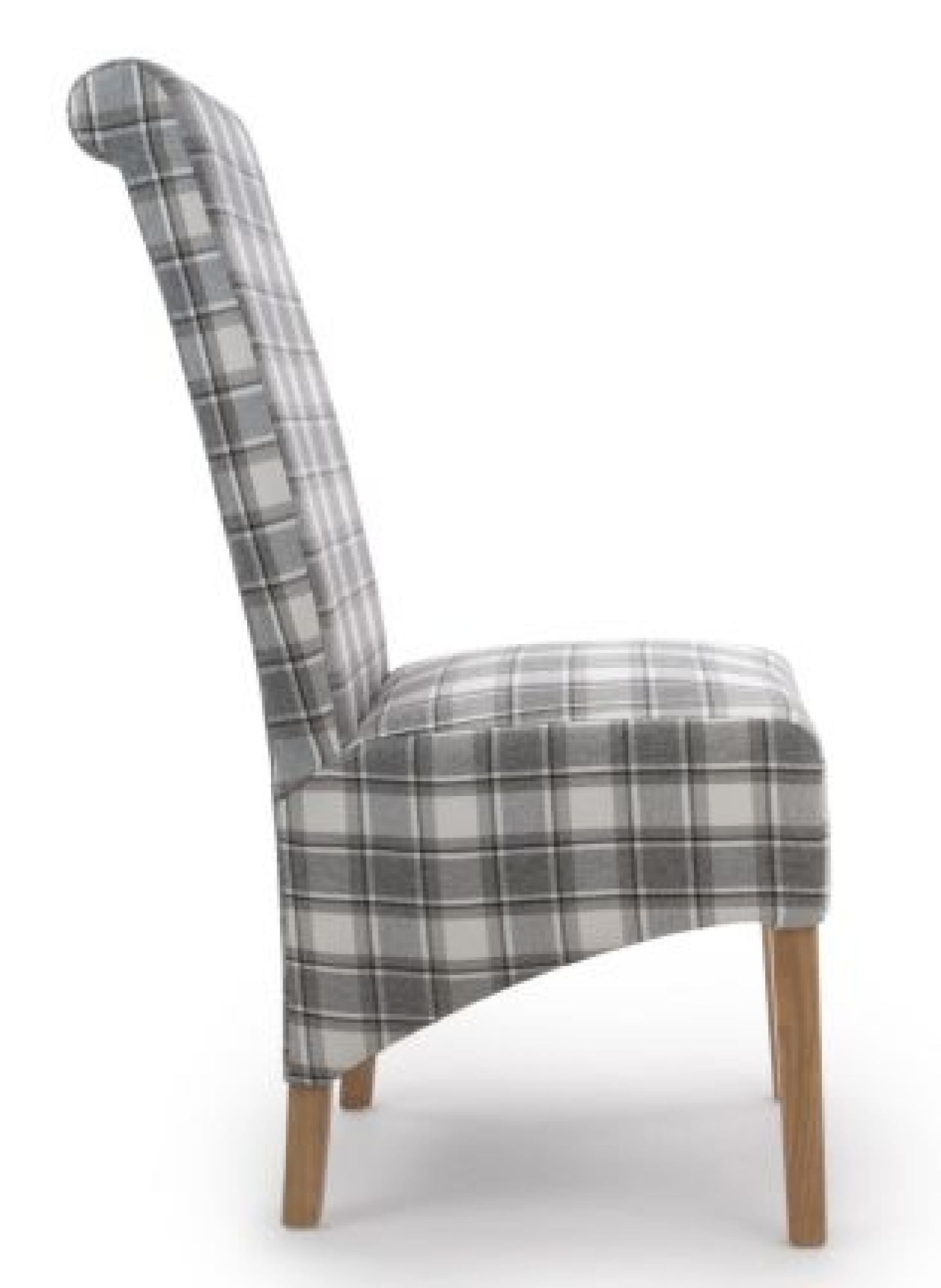 Krista Dining Chair - Set of 2 - Herringbone Check - Cappuccino - Roll Back