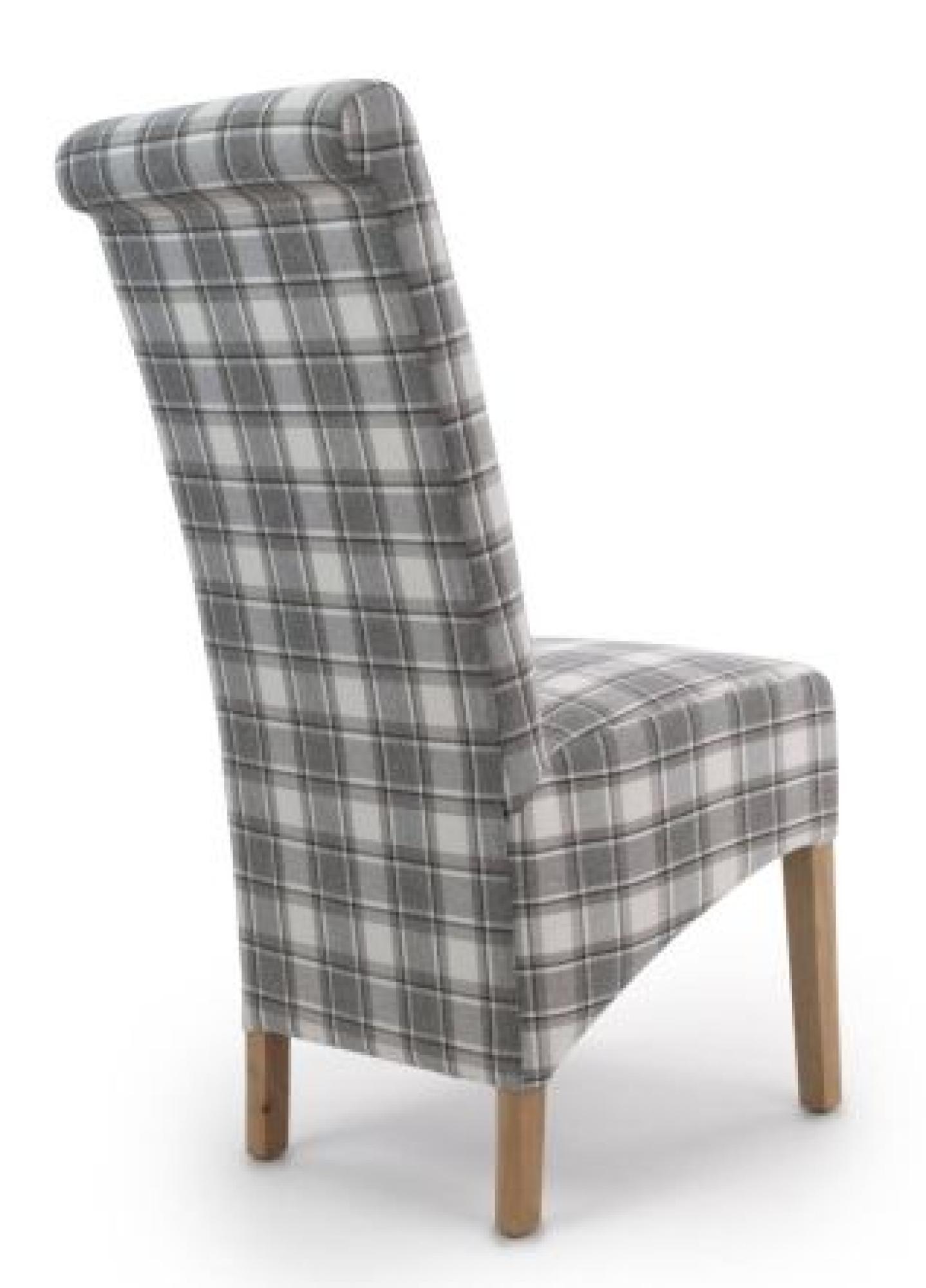 Krista Dining Chair - Set of 2 - Herringbone Check - Cappuccino - Roll Back