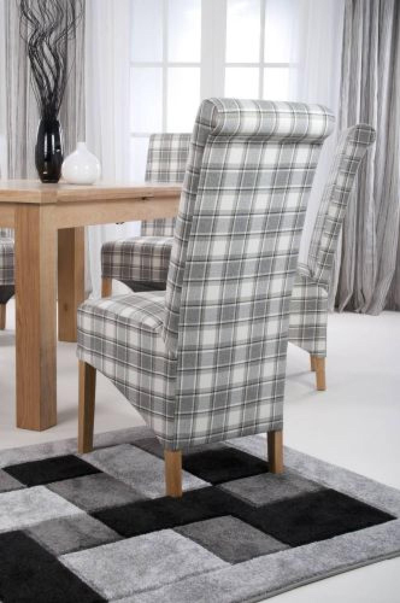 Krista Dining Chair - Set of 2 - Herringbone Check - Cappuccino - Roll Back