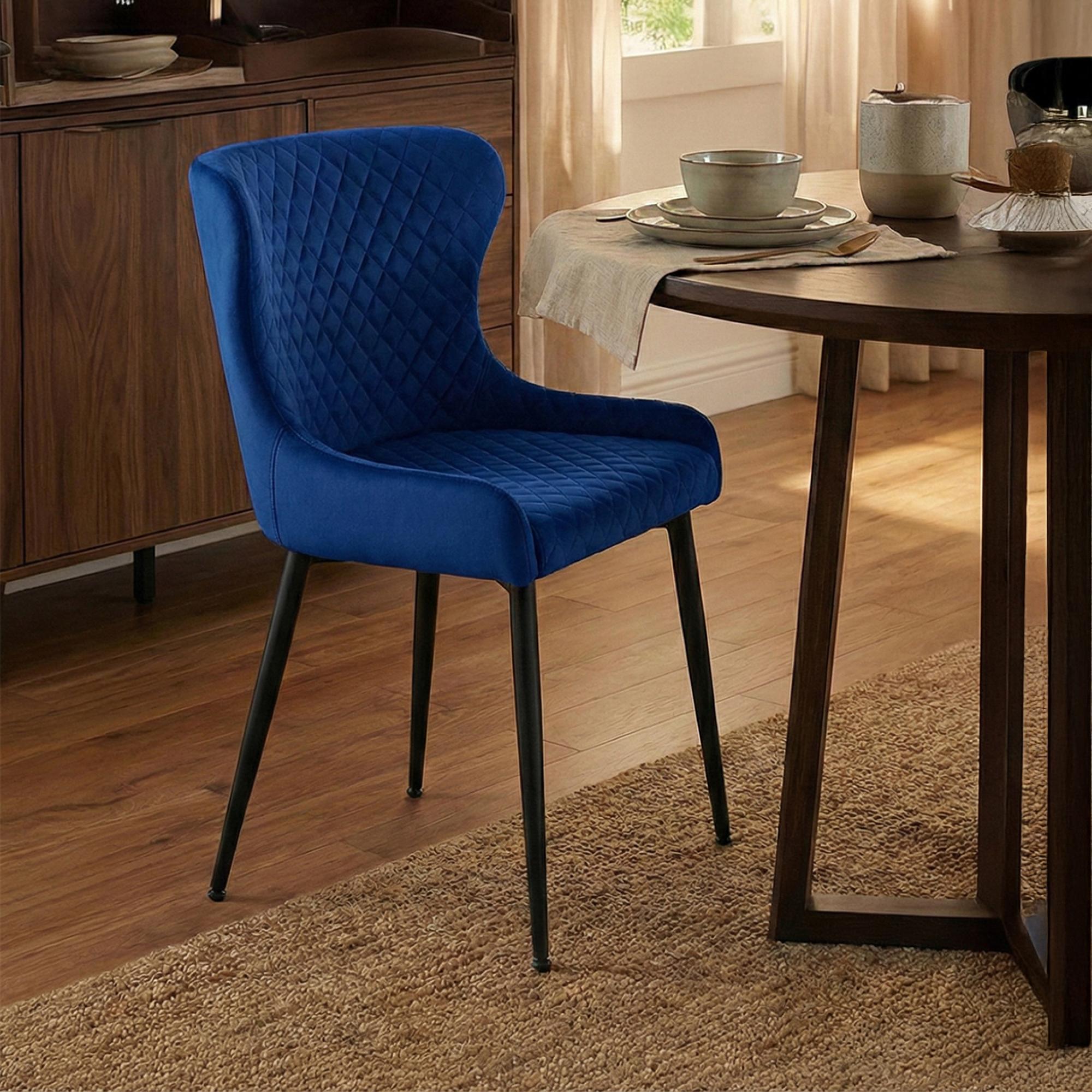 Langley Dining Chair - Set of 2 - Blue Fabric