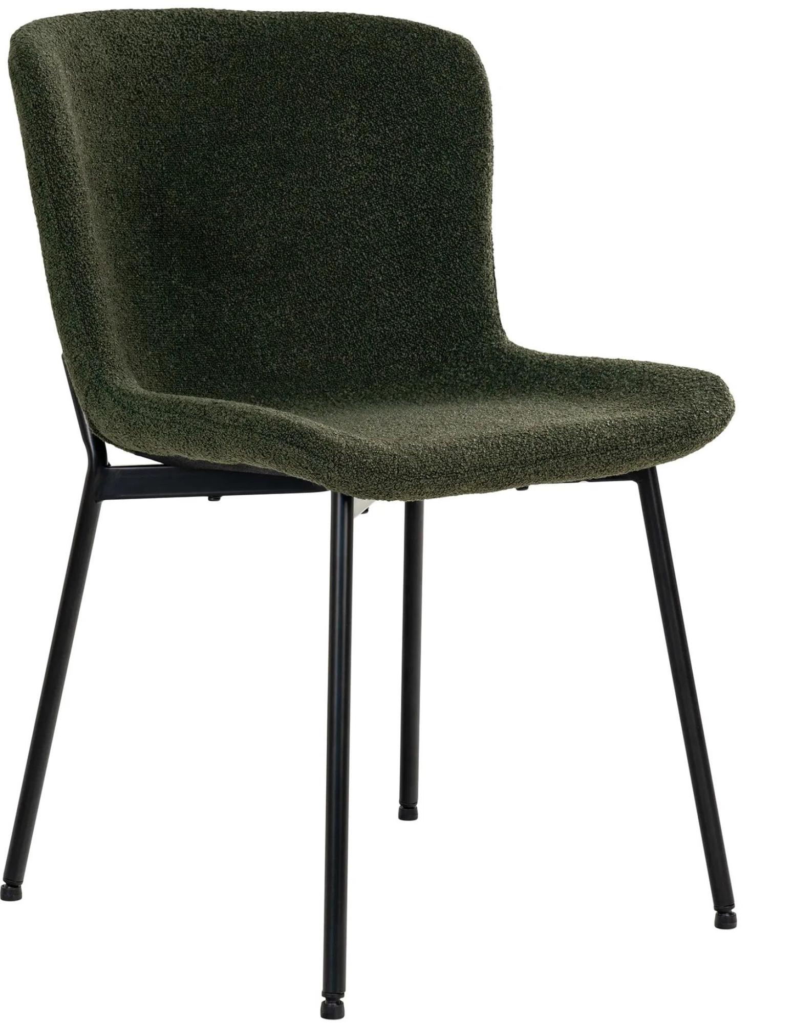 2 x Maceda Dark Green Boucle Fabric Dining Chair