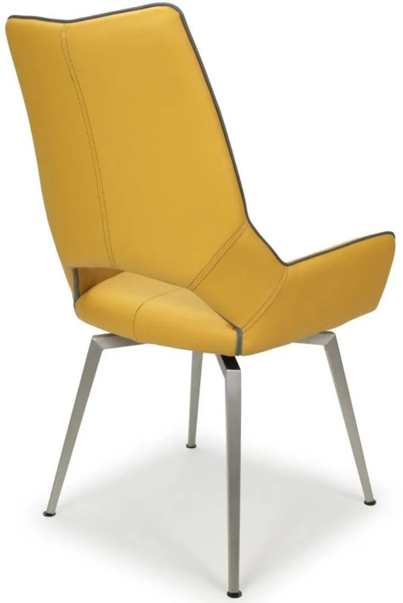 Mako Dining Chair - Set of 2 - Yellow Leather - Swivel