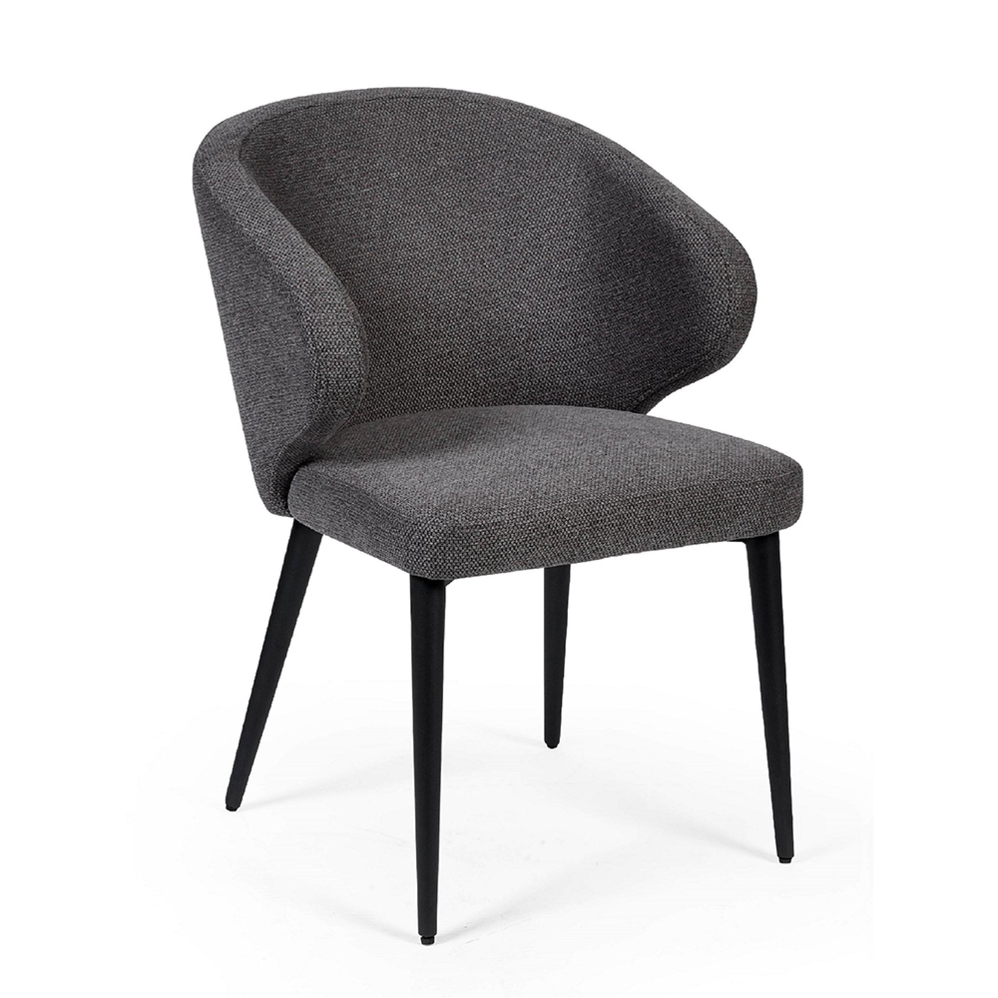 Marcus Dining Chair - Set of 2 - Mid Grey Fabric - Curved