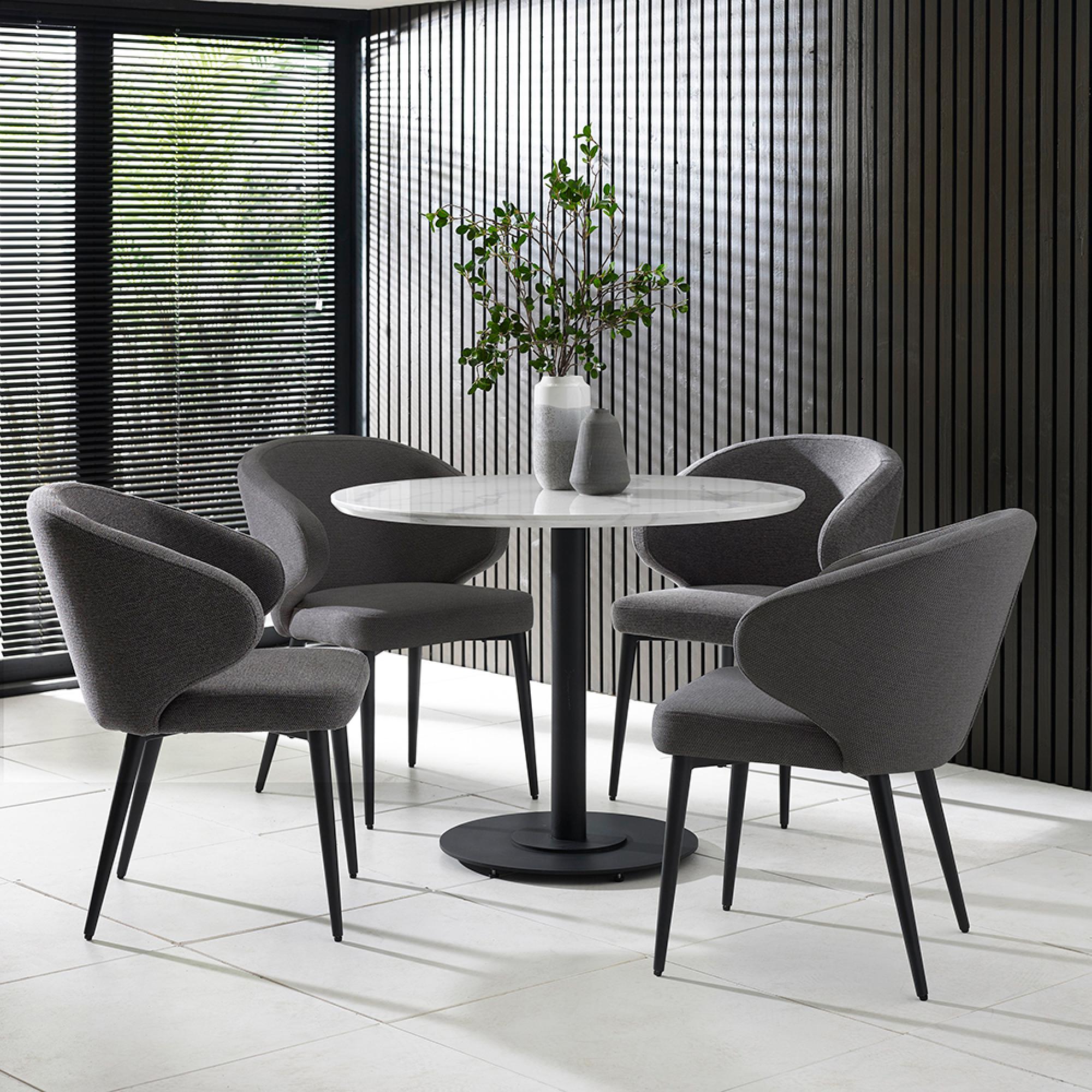 Marcus Dining Chair - Set of 2 - Mid Grey Fabric - Curved