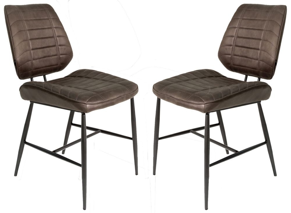 2 x Marigot Grey Vintage Leather Dining Chair