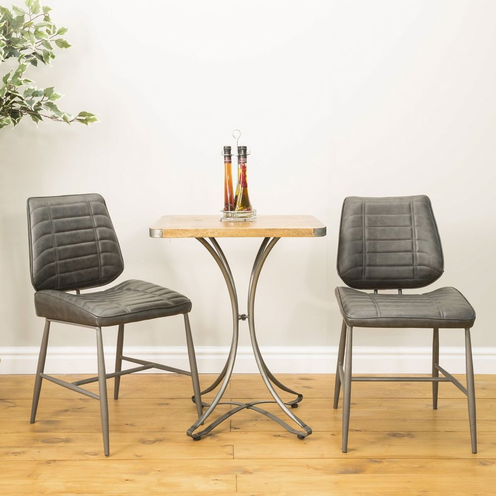 2 x Marigot Grey Vintage Leather Dining Chair
