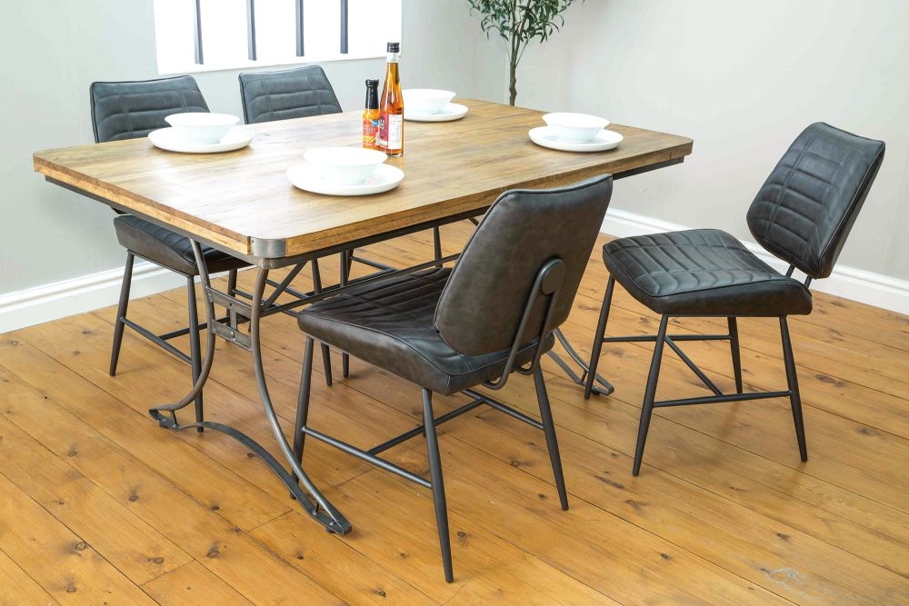 2 x Marigot Grey Vintage Leather Dining Chair