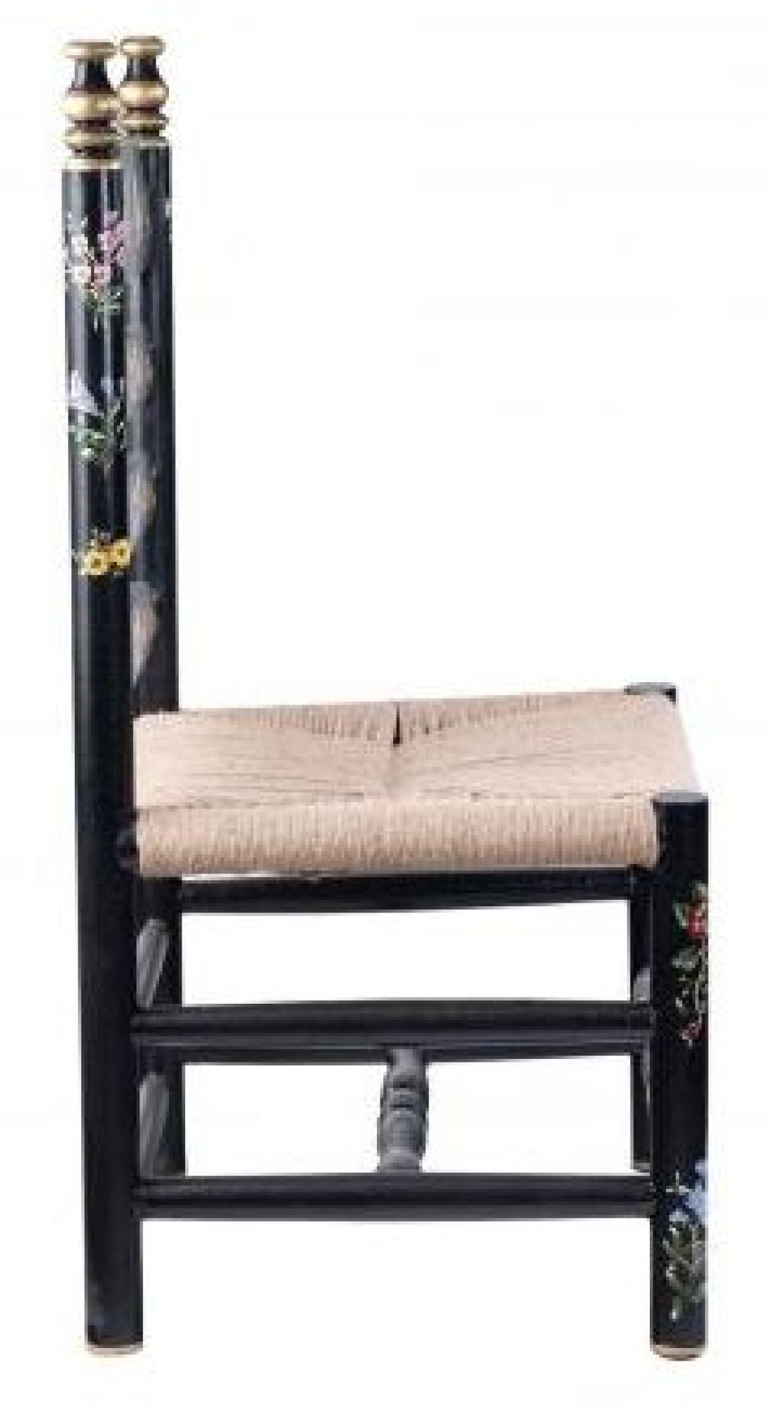 2 x Meerut Black Lyre Bird Design Wooden Dining Chair