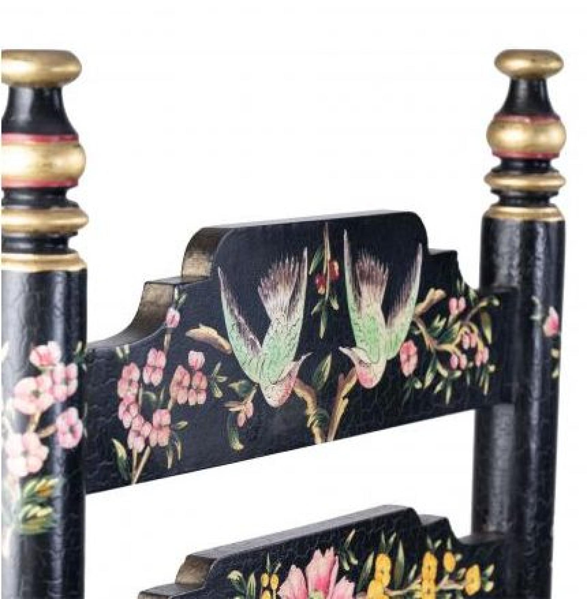 2 x Meerut Black Lyre Bird Design Wooden Dining Chair