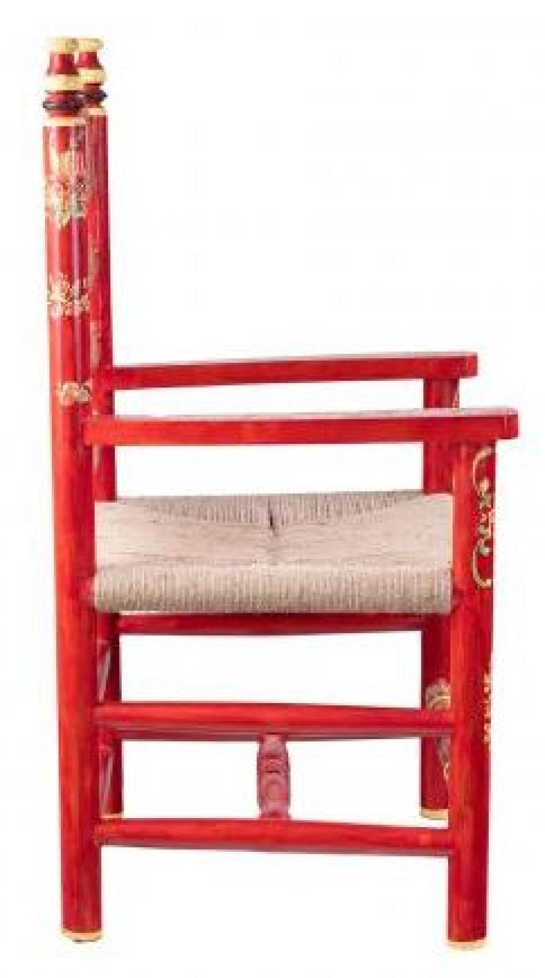 2 x Meerut Red Floral Design Wooden Dining Armchair