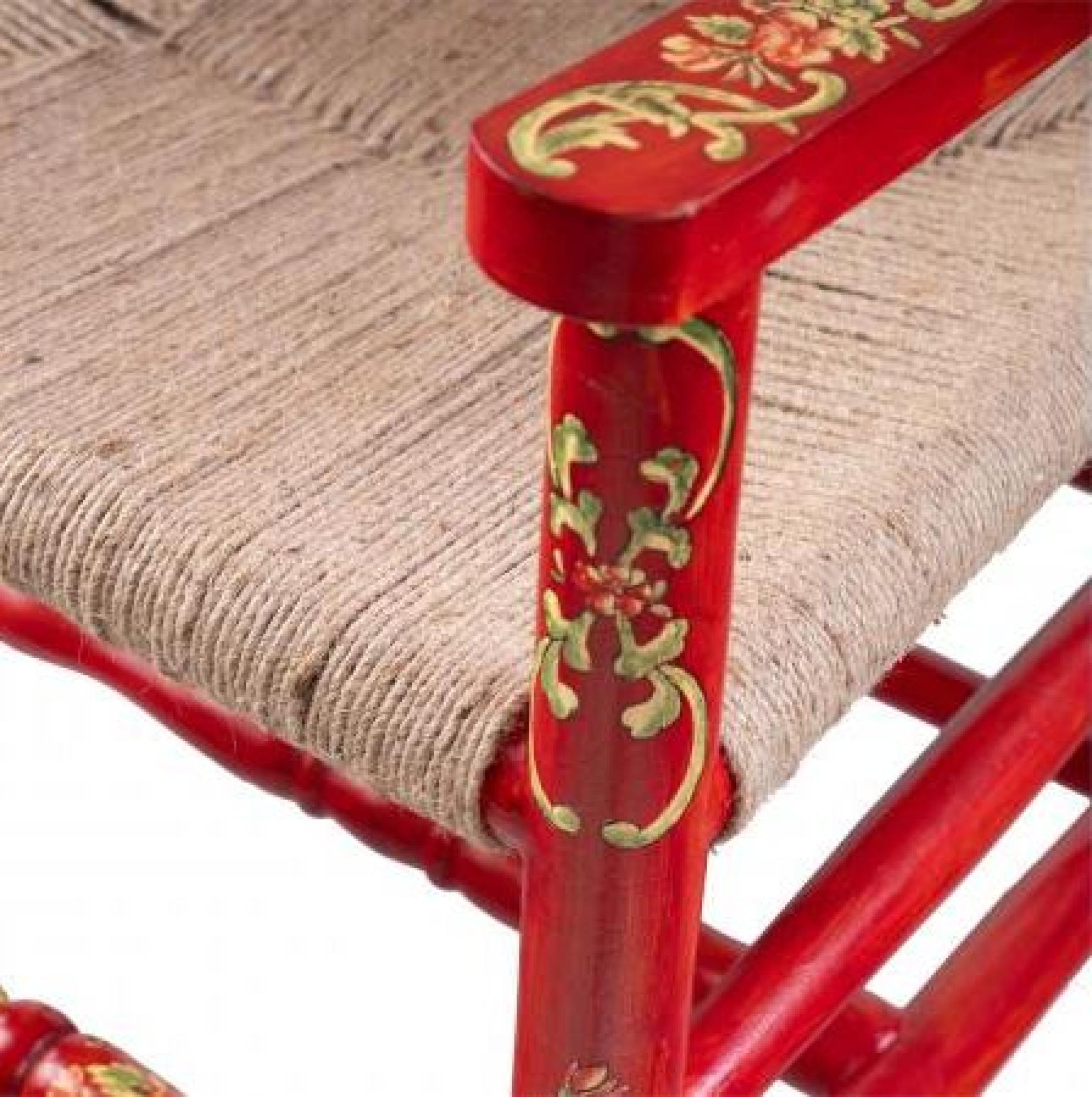 2 x Meerut Red Floral Design Wooden Dining Armchair