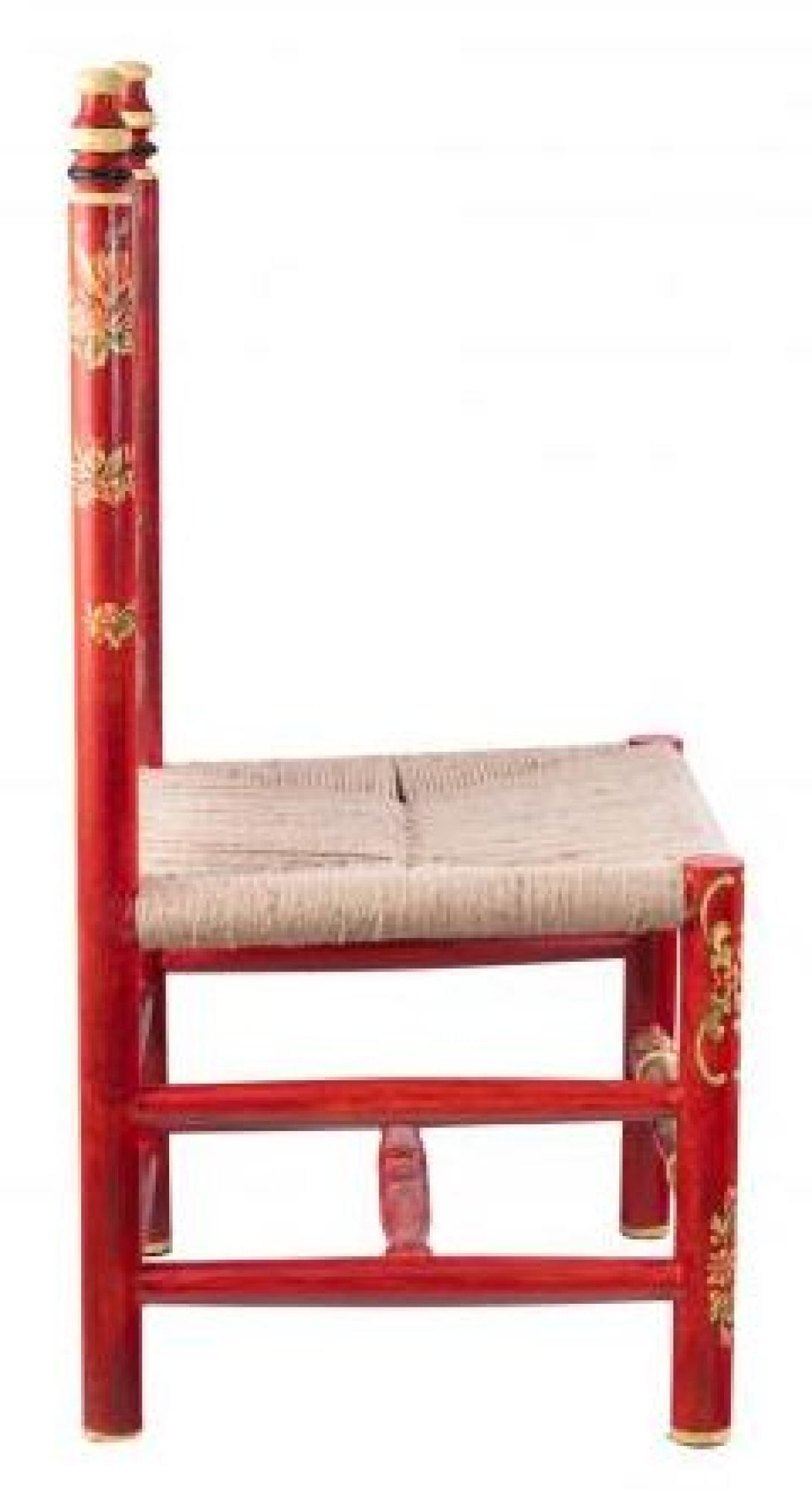 2 x Meerut Red Floral Design Wooden Dining Chair