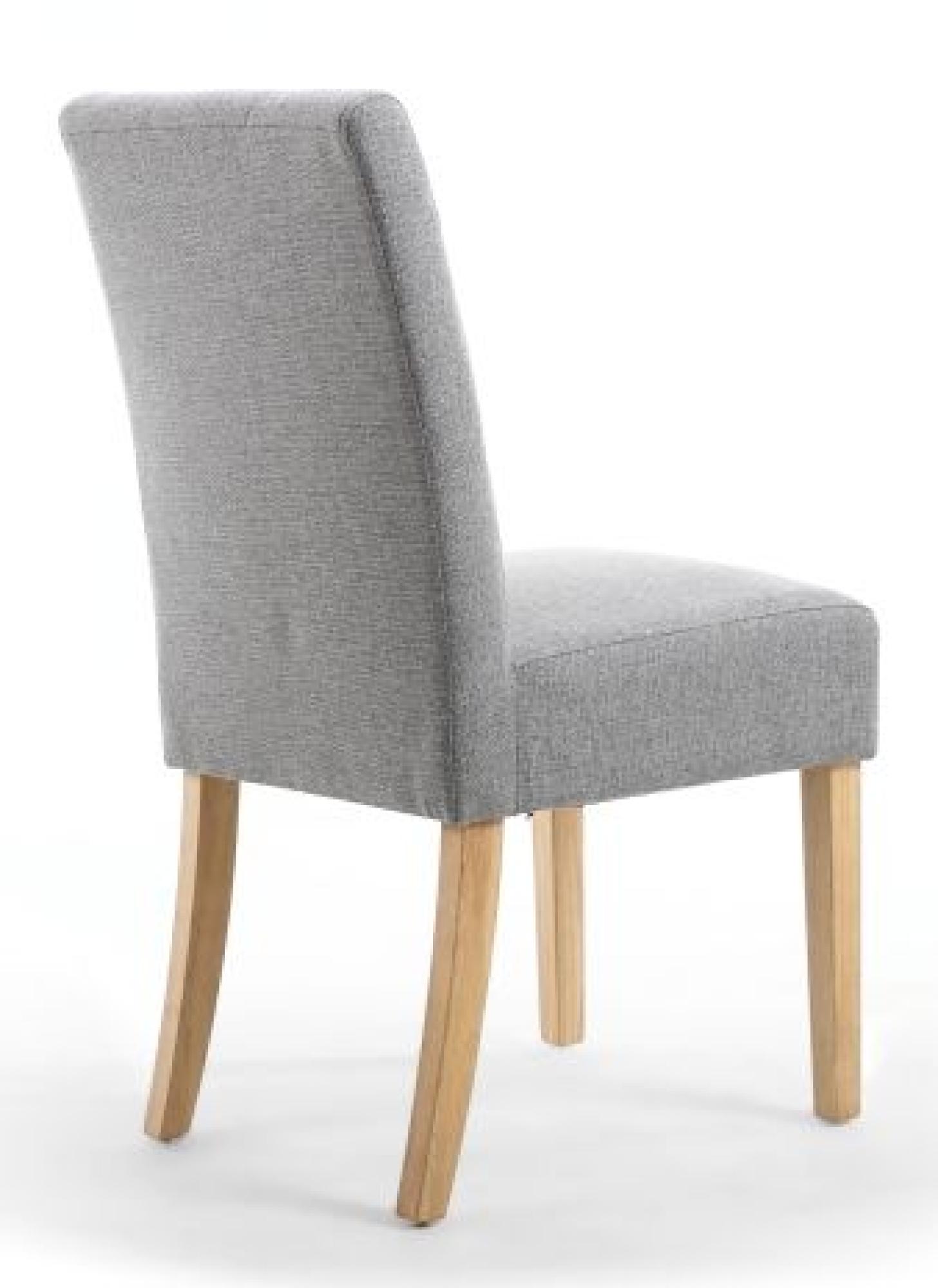Moseley Dining Chair - Set of 2 - Stitched Waffle - Silver Grey Linen - Natural Legs