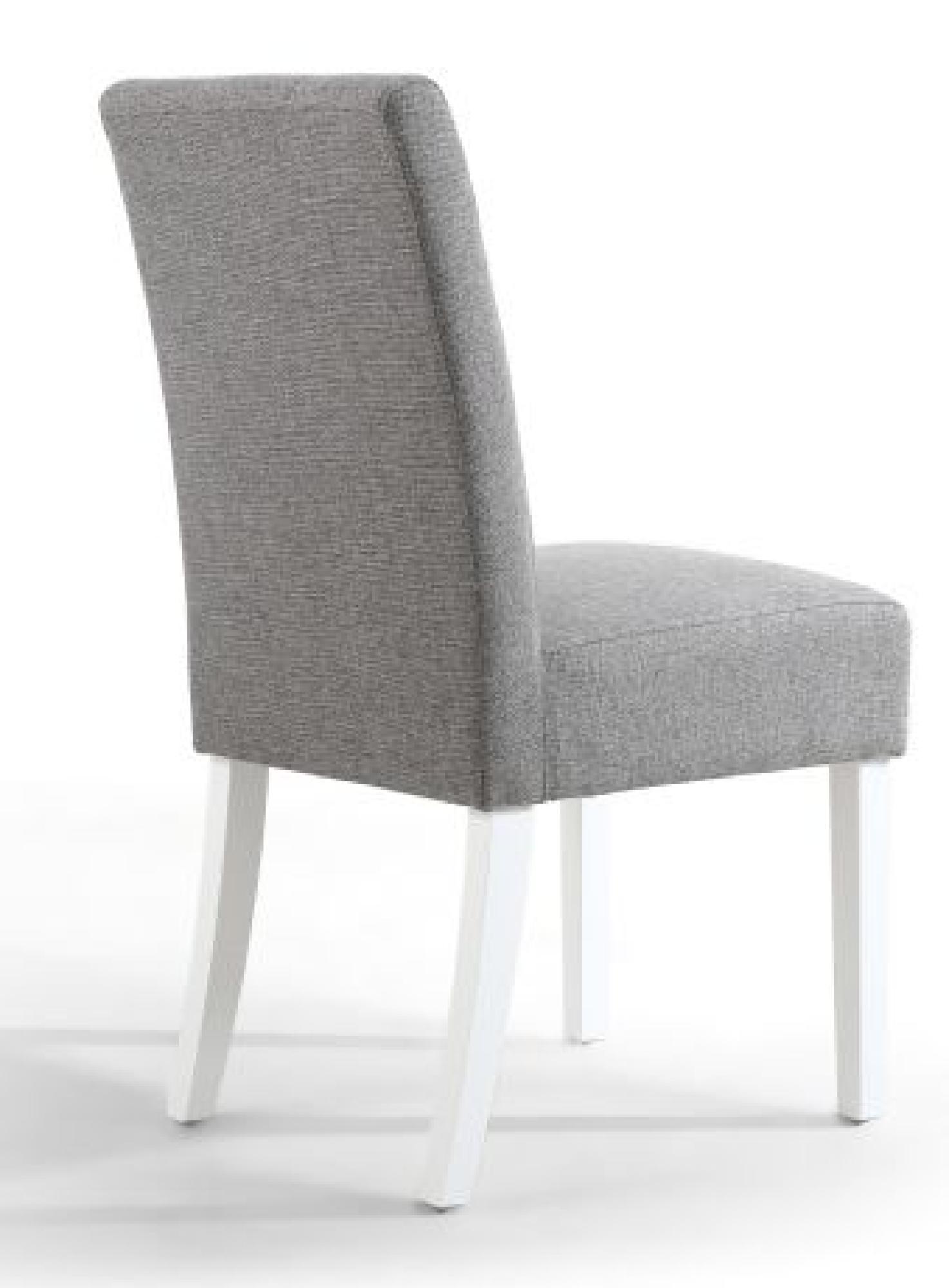 Moseley Dining Chair - Set of 2 - Stitched Waffle - Silver Grey Linen - White Legs