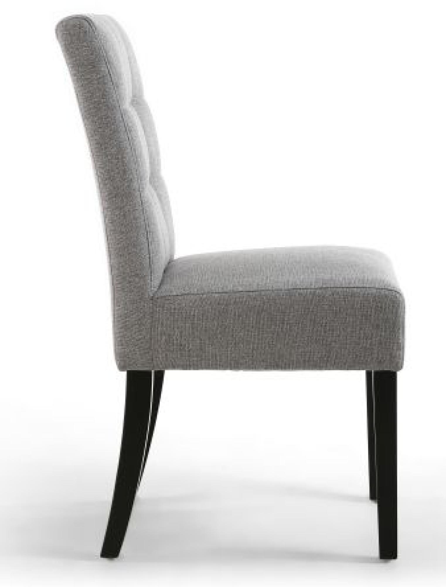 Moseley Dining Chair - Set of 2 - Stitched Waffle - Silver Grey Linen - Black Legs