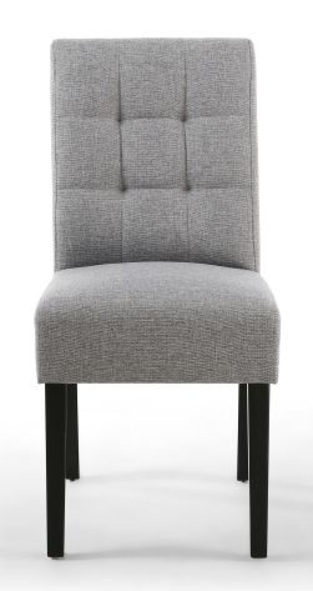 Moseley Dining Chair - Set of 2 - Stitched Waffle - Silver Grey Linen - Black Legs