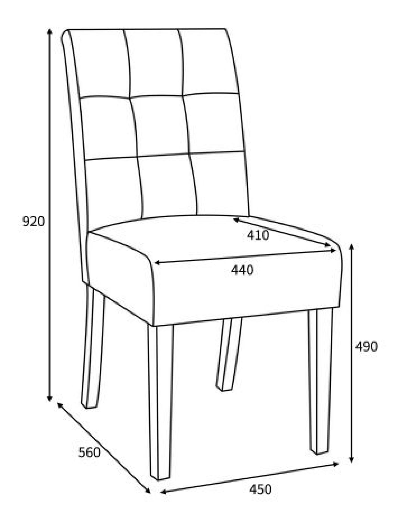 Moseley Dining Chair - Set of 2 - Stitched Waffle - Silver Grey Linen - Black Legs