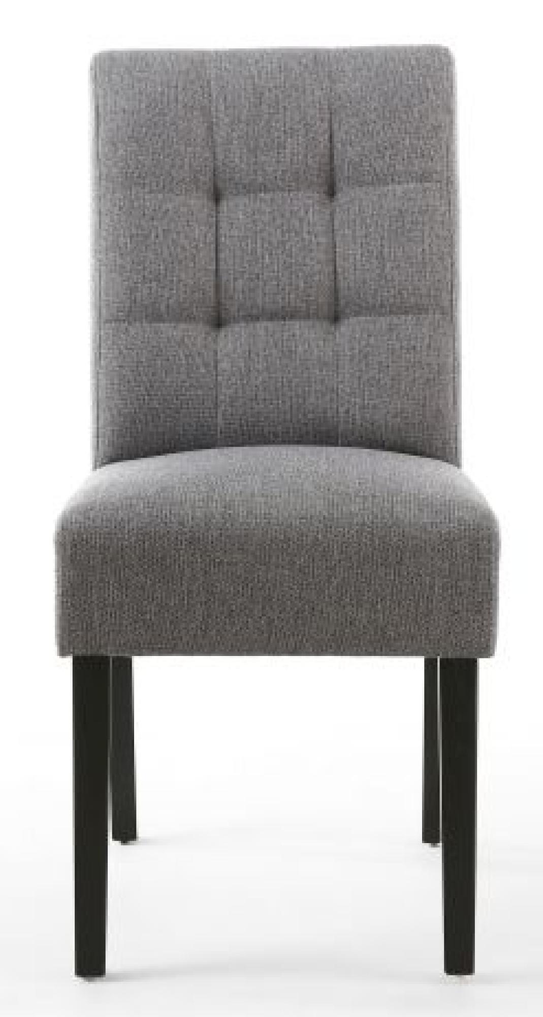 Moseley Dining Chair - Set of 2 - Stitched Waffle - Steel Grey Linen - Black Legs