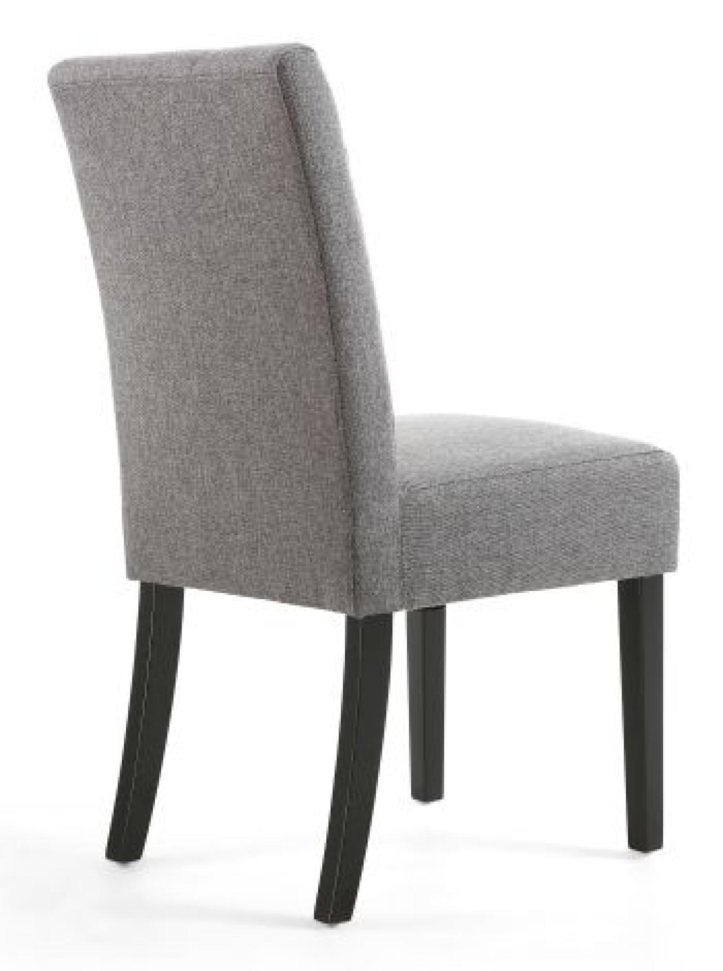 Moseley Dining Chair - Set of 2 - Stitched Waffle - Steel Grey Linen - Black Legs