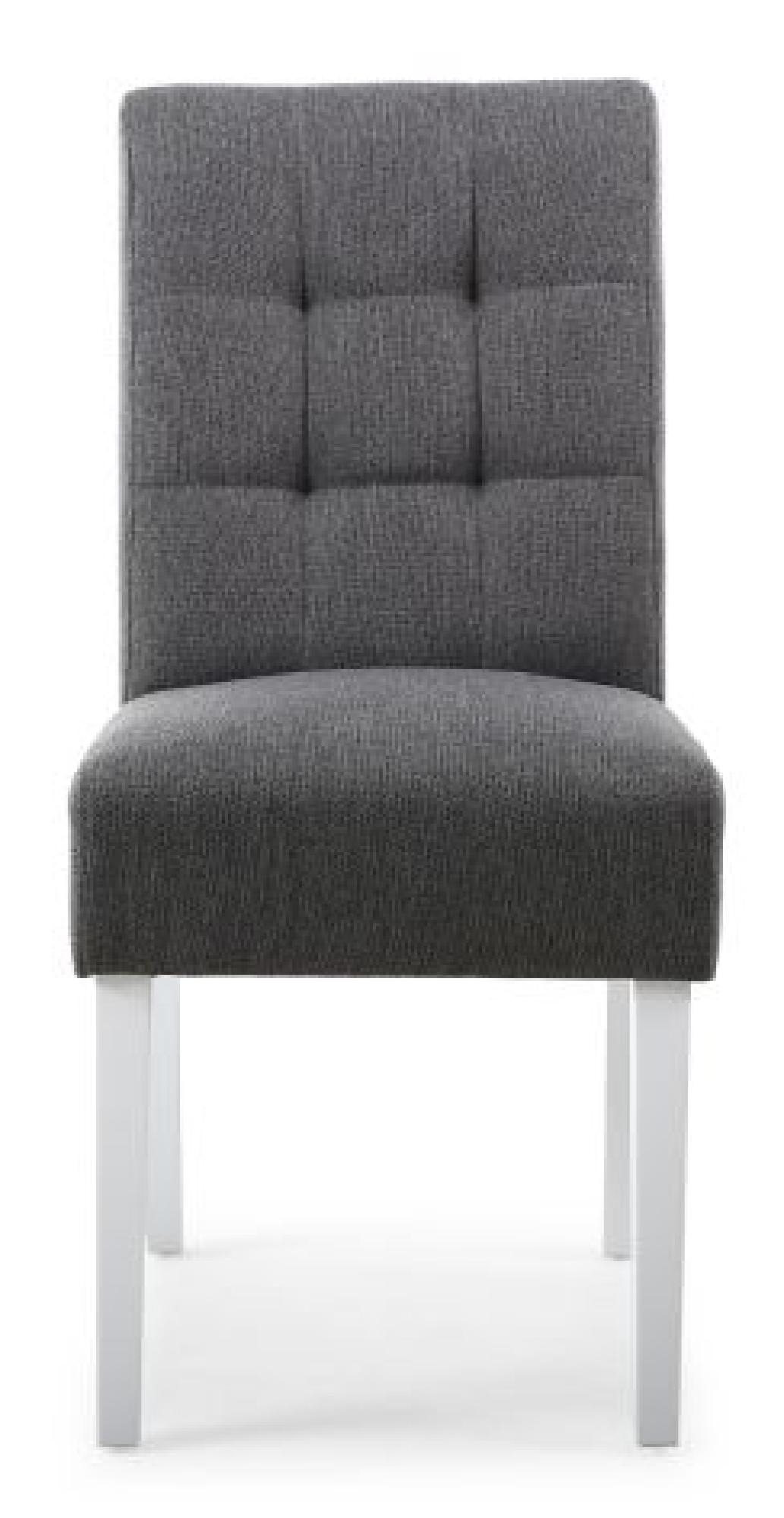 Moseley Dining Chair - Set of 2 - Stitched Waffle - Steel Grey Linen - White Legs