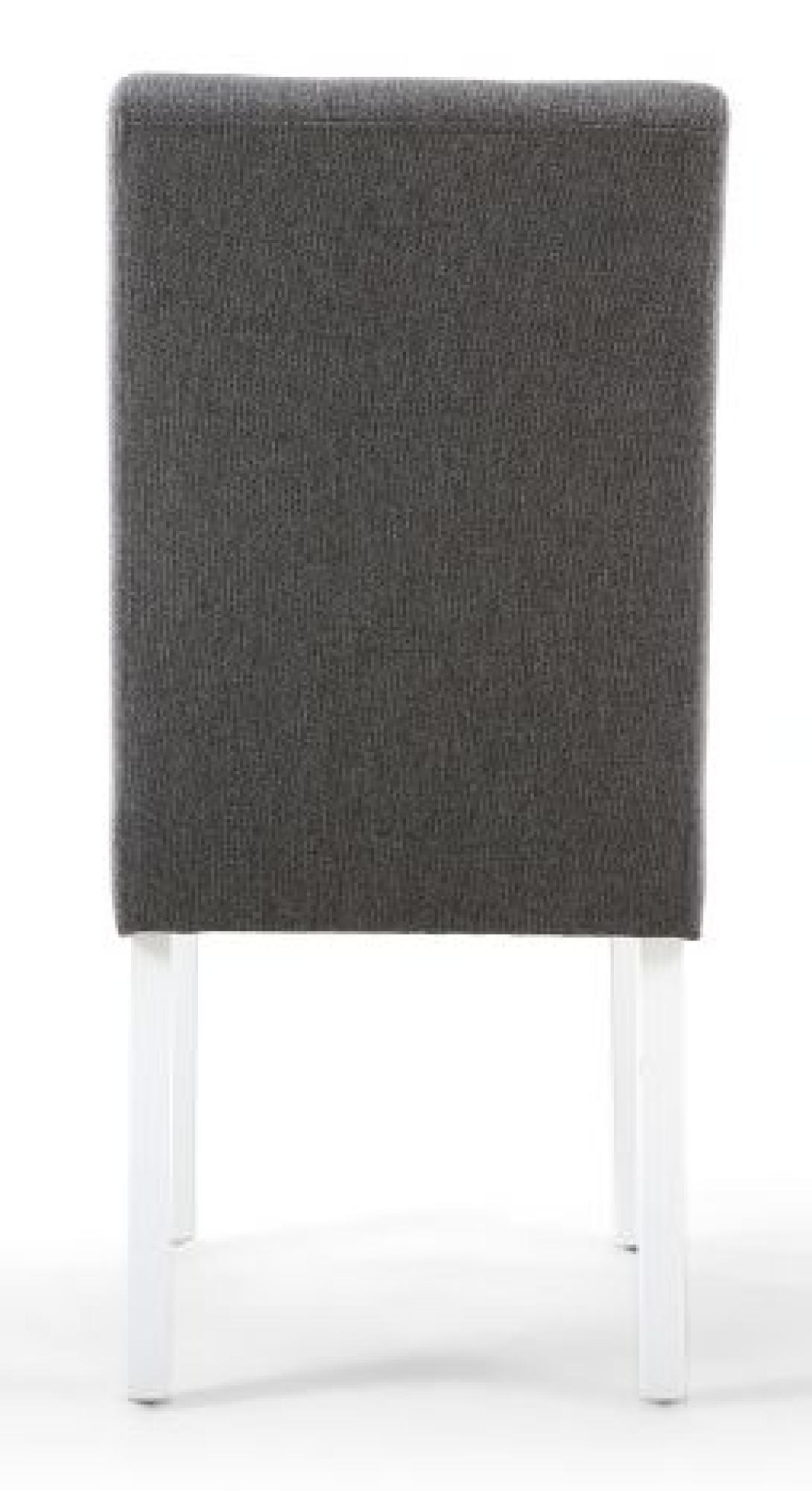 Moseley Dining Chair - Set of 2 - Stitched Waffle - Steel Grey Linen - White Legs