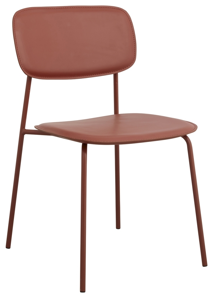 Esa Dining Chair - Faux Leather - Rust Red