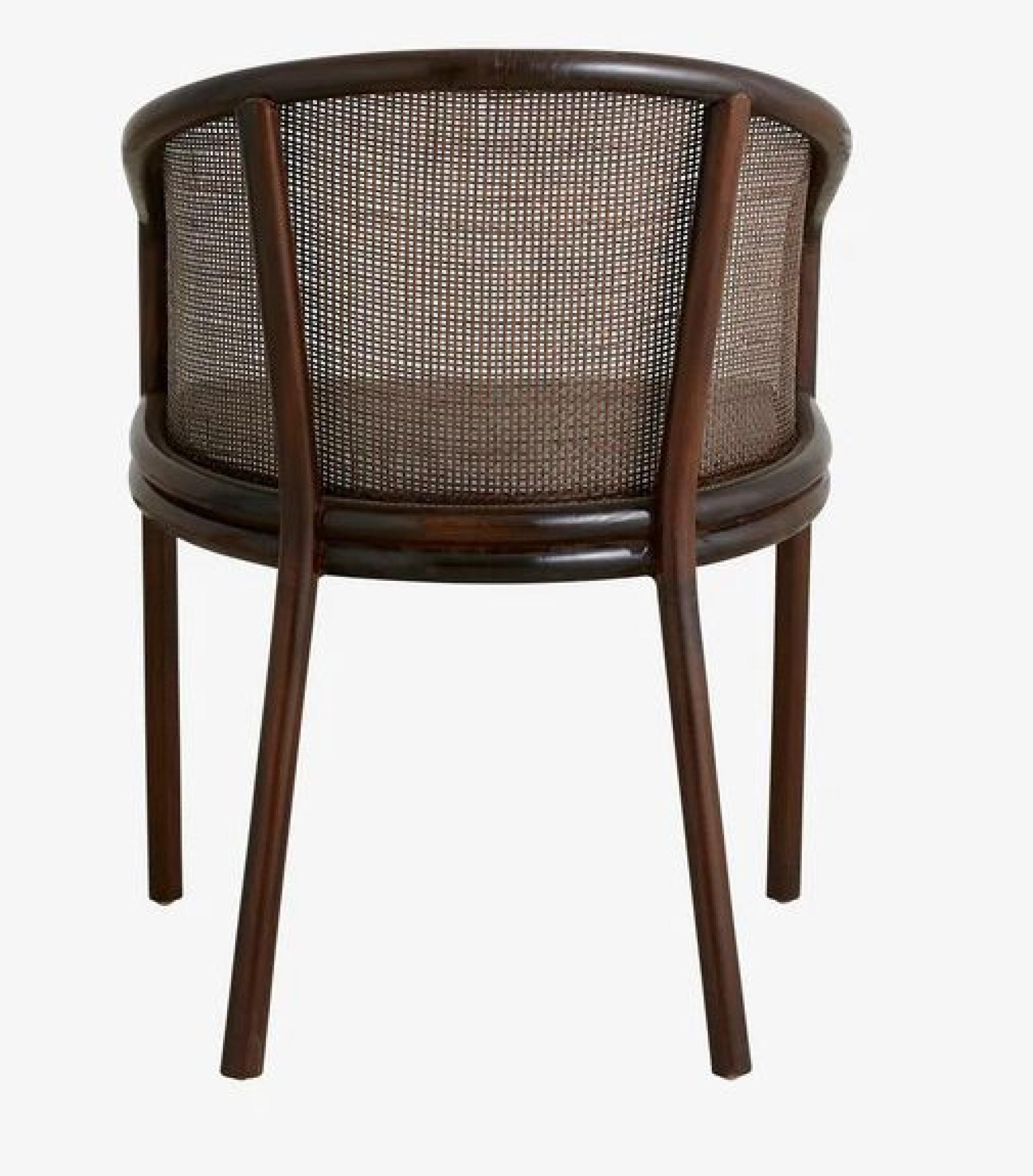 Mosso Dining Chair - Teak Wood & Rattan - Dark Brown