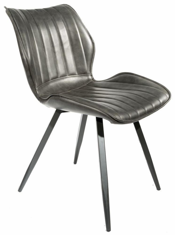 2 x Norwich Grey Vintage Leather Dining Chair