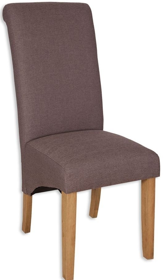 2 x Perth Country Beige Fabric Roll Back Dining Chair